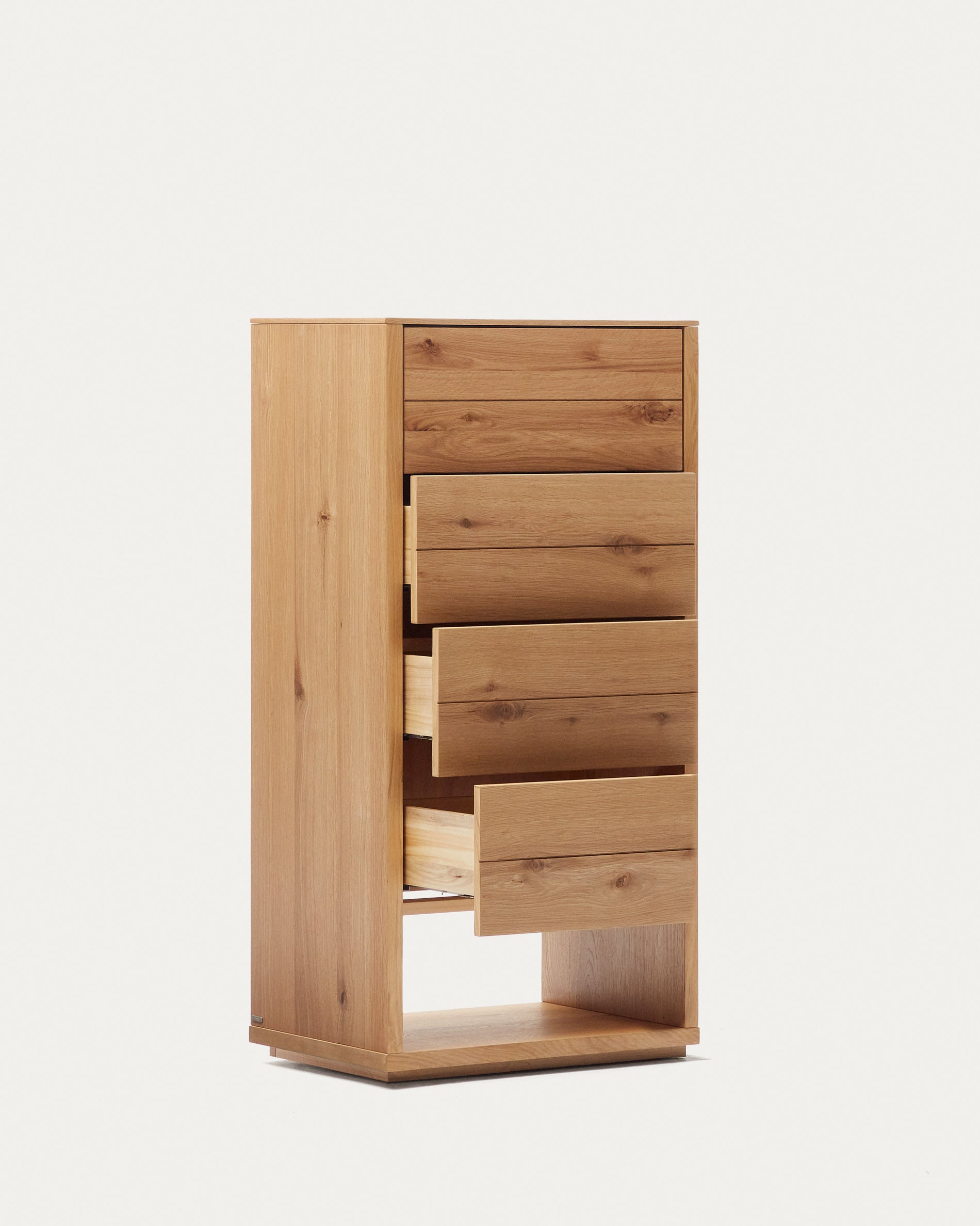 Alguema chest of drawers with 4 drawers in oak wood veneer with natural finish, 60 x 120 cm - Product View