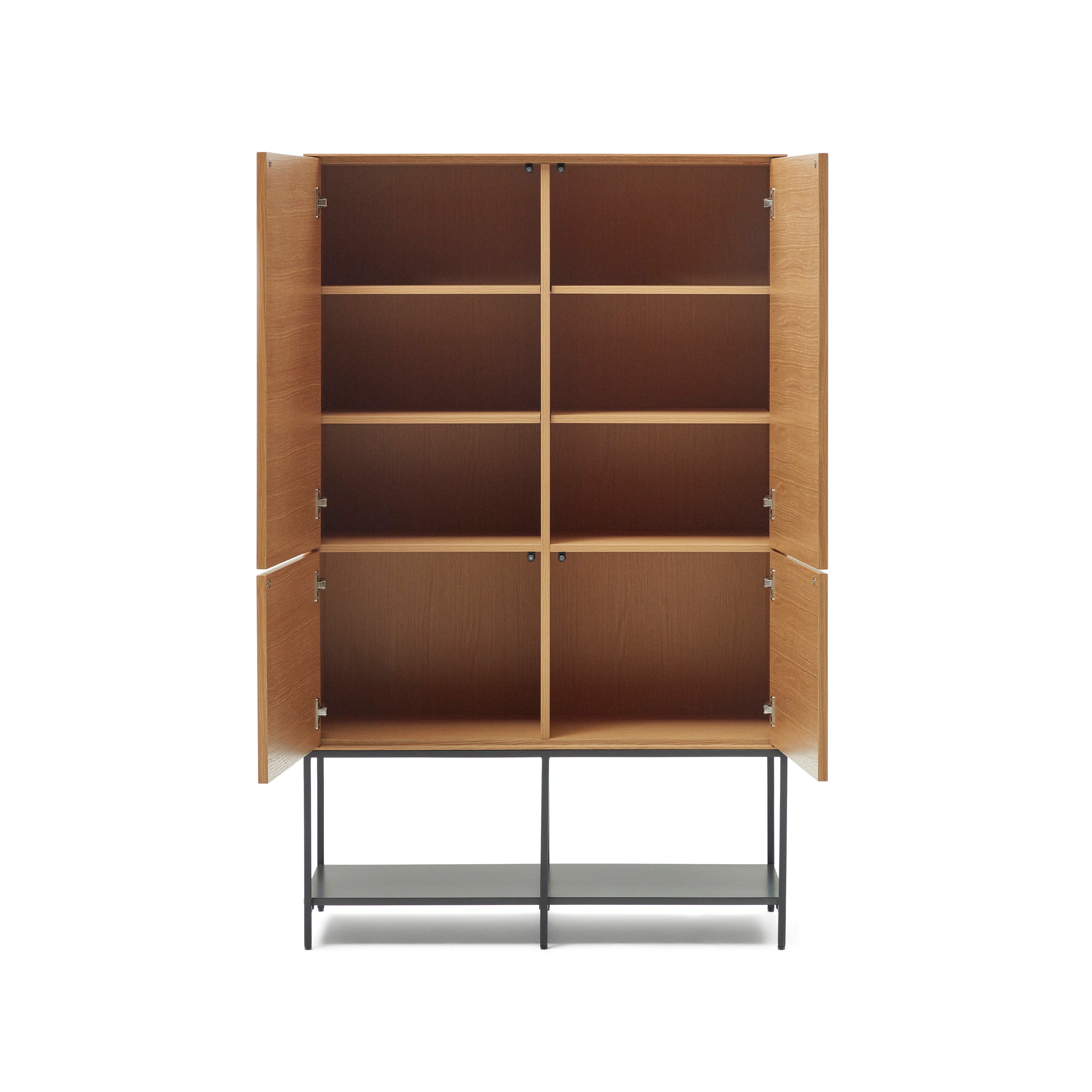 Vedrana 4 door tall sideboard in oak veneer with steel legs, 97.5 x 160 cm - Product Image