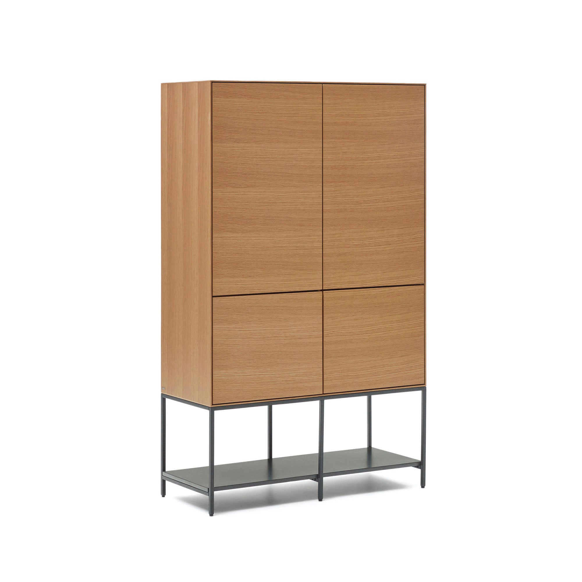 Vedrana 4 door tall sideboard in oak veneer with steel legs, 97.5 x 160 cm - Product Image