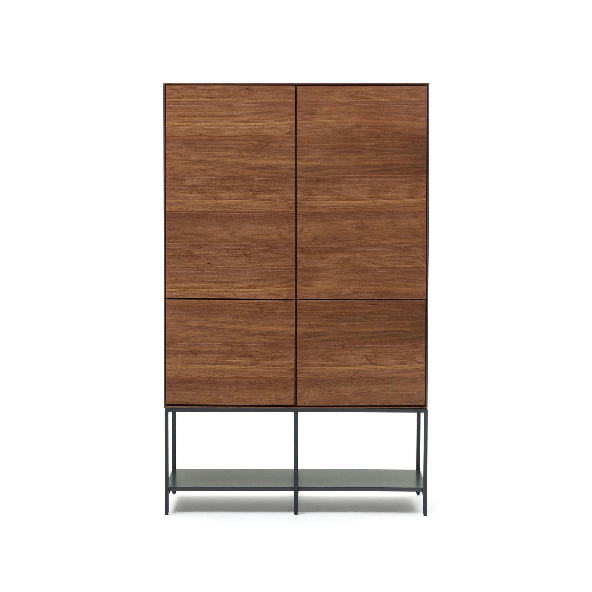 Vedrana 4 door tall sideboard in walnut veneer with steel legs, 97.5 x 160 cm - Product Image