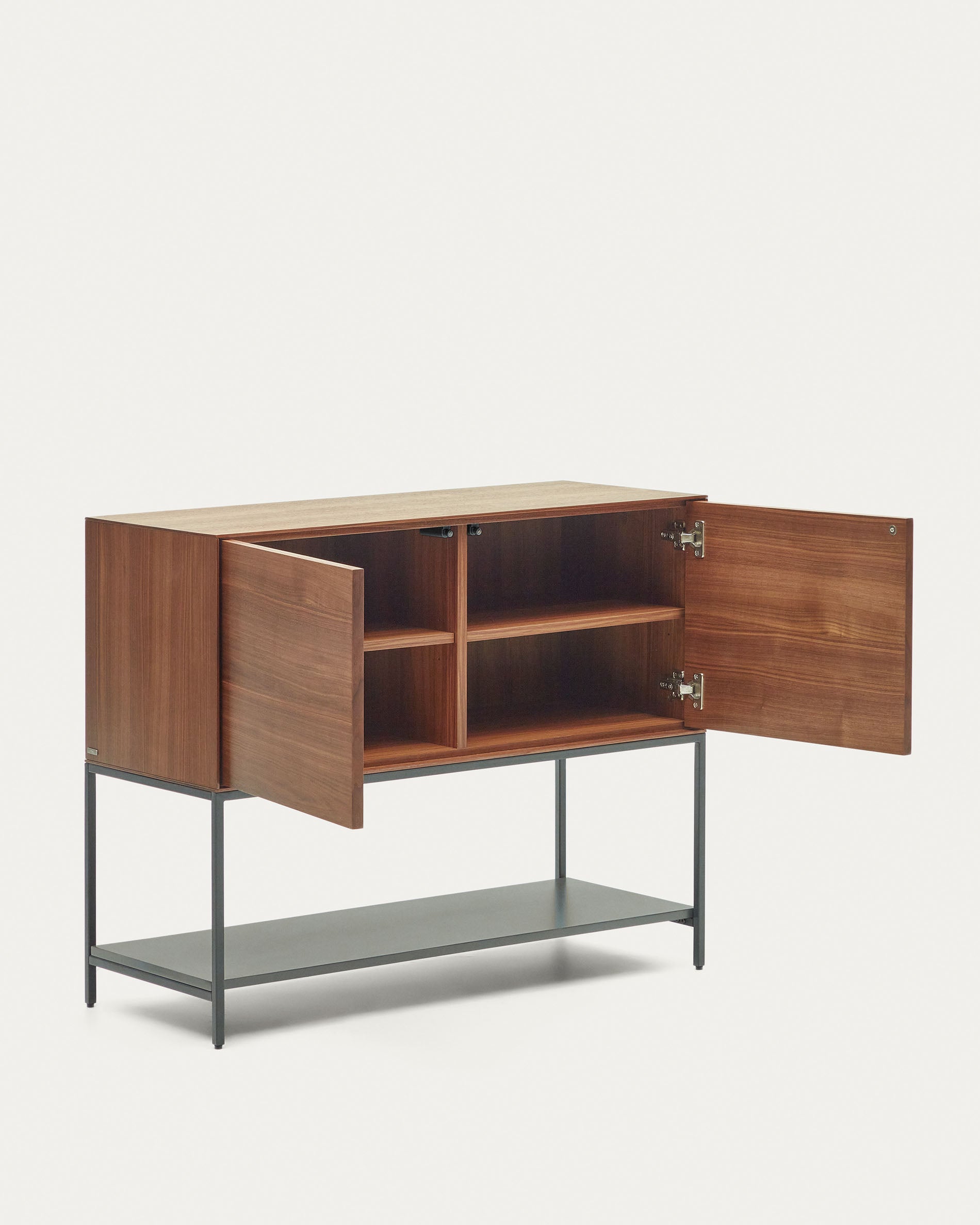 Vedrana 2 door sideboard in walnut veneer with steel legs, 97.5 x 80 cm - Product View
