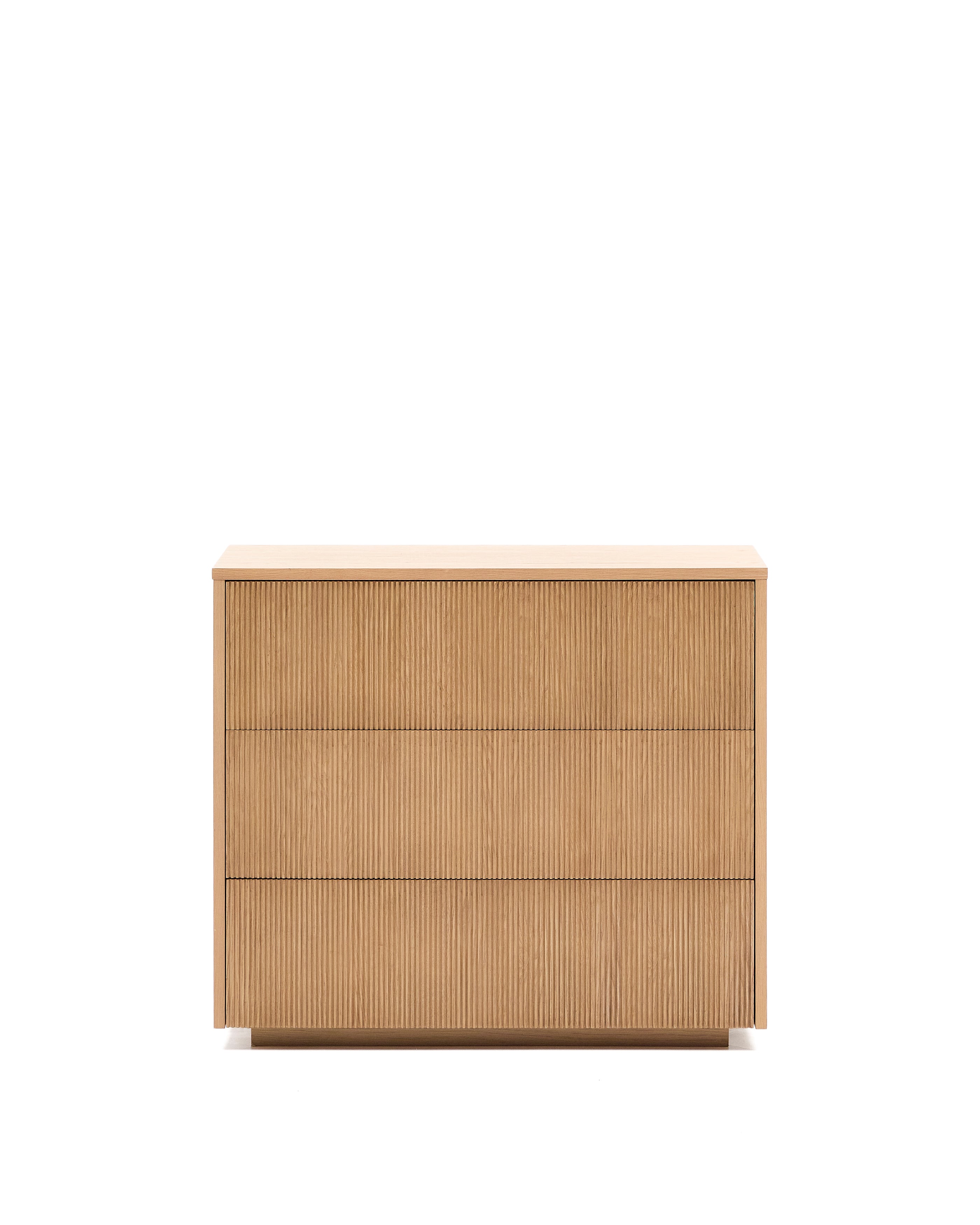 Helvine chest of 3 drawers in oak veneer 90 x 78 cm FSC 100% - Product Image