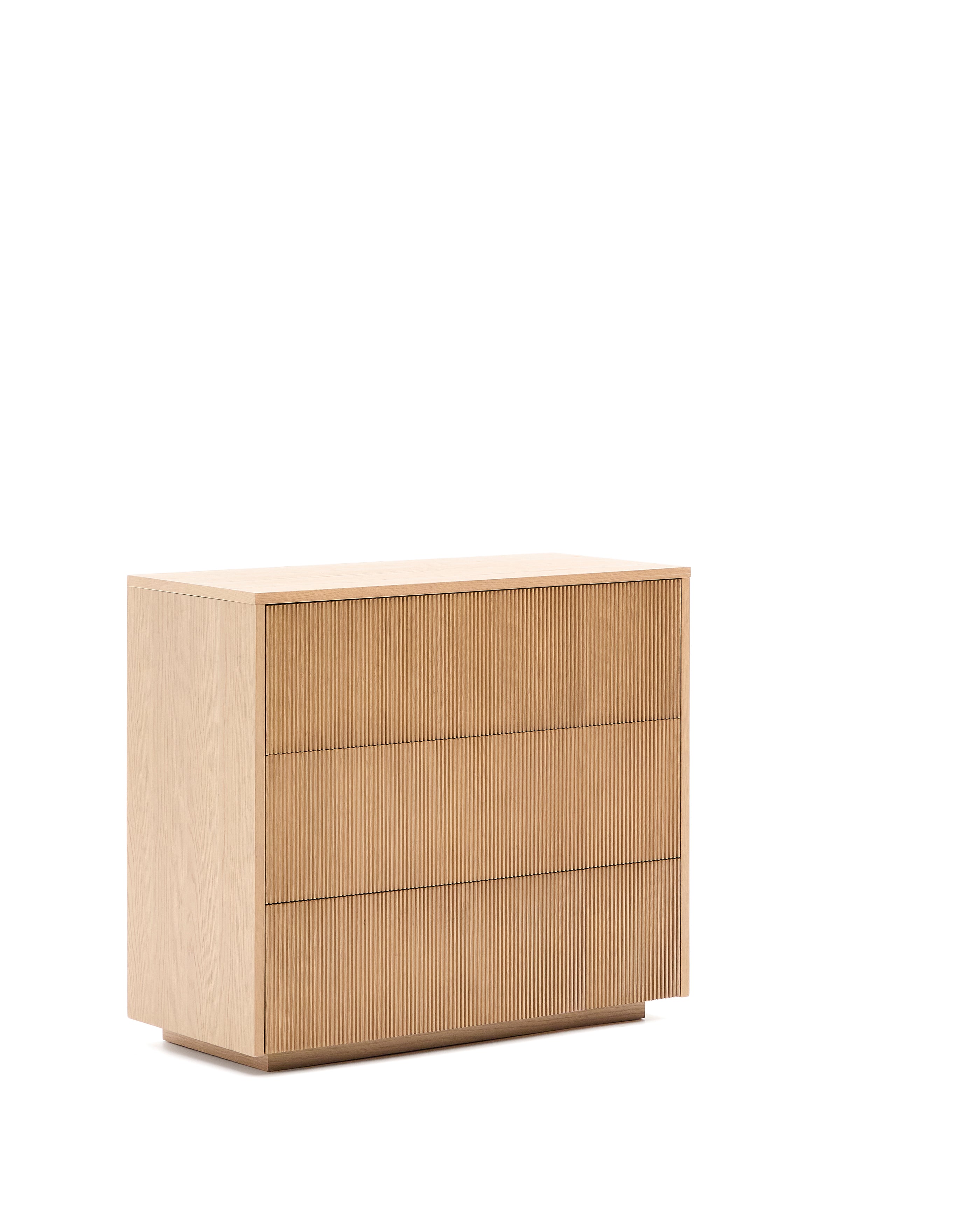 Helvine chest of 3 drawers in oak veneer 90 x 78 cm FSC 100% - Product Image