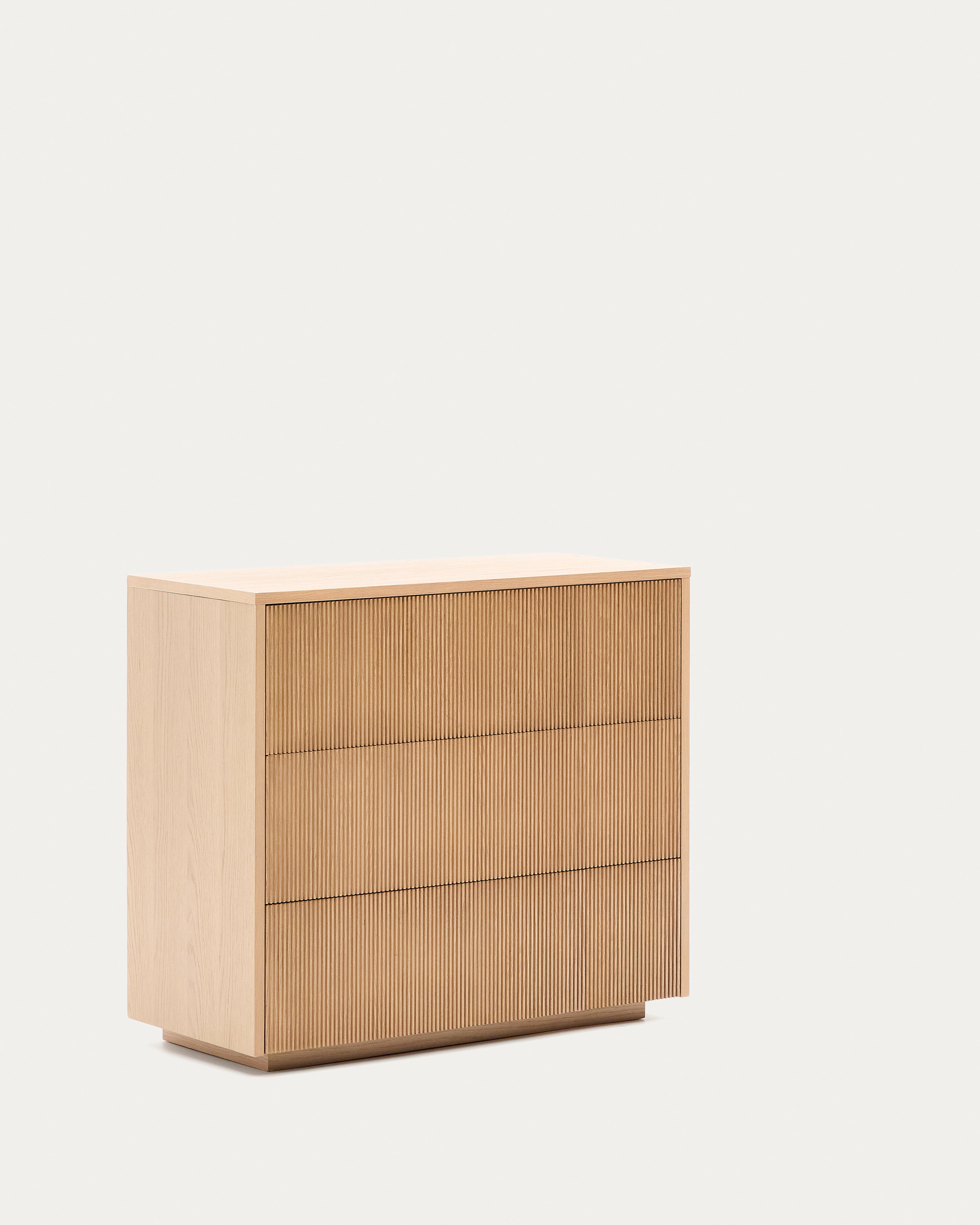 Helvine chest of 3 drawers in oak veneer 90 x 78 cm FSC 100% - Product View