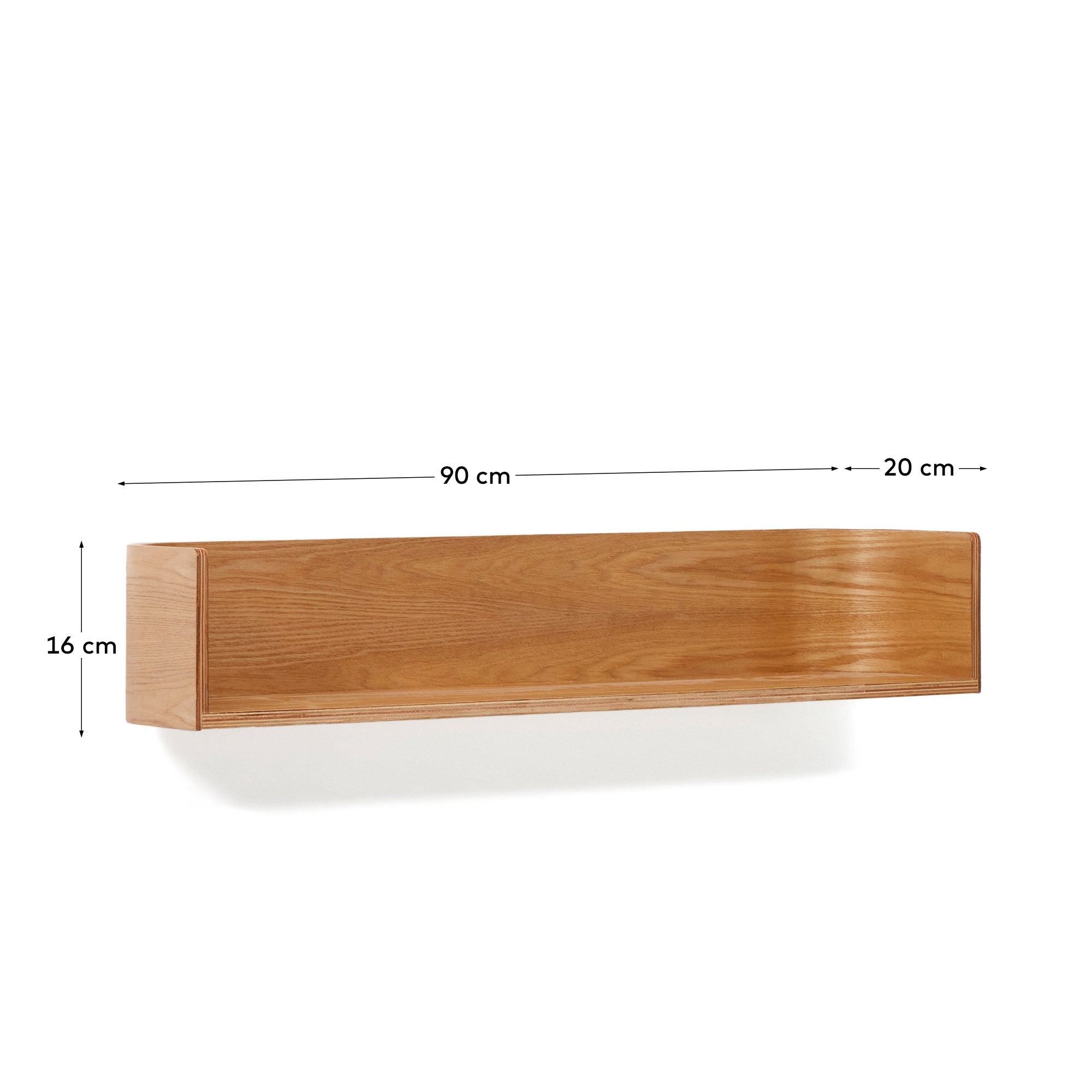 Octavia shelf made of ash plywood FSC Mix Credit 90 x 20 cm - Measurements