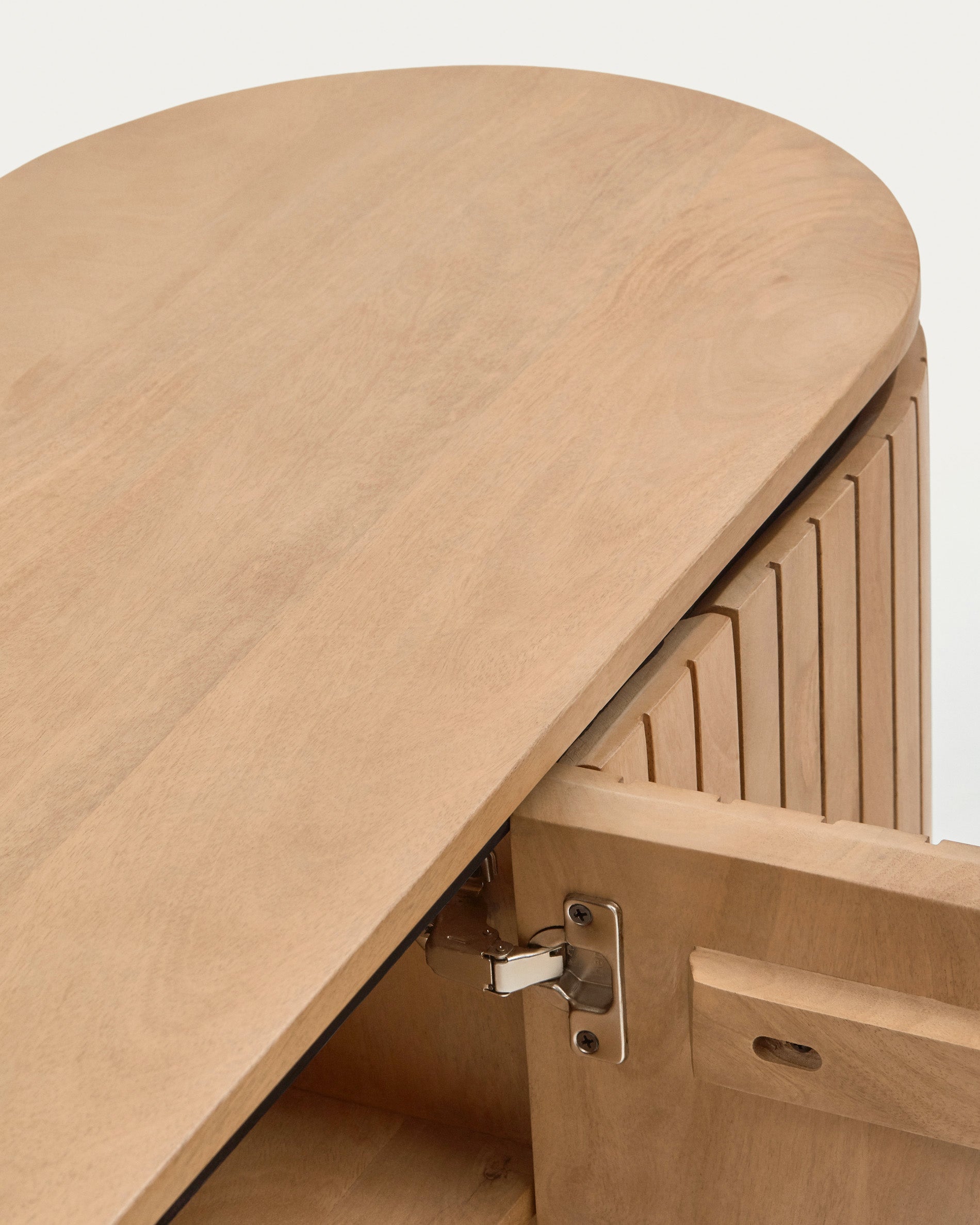 Licia TV stand with 4 doors, solid mango wood with natural finish and metal, 200 x 55 cm - Detail