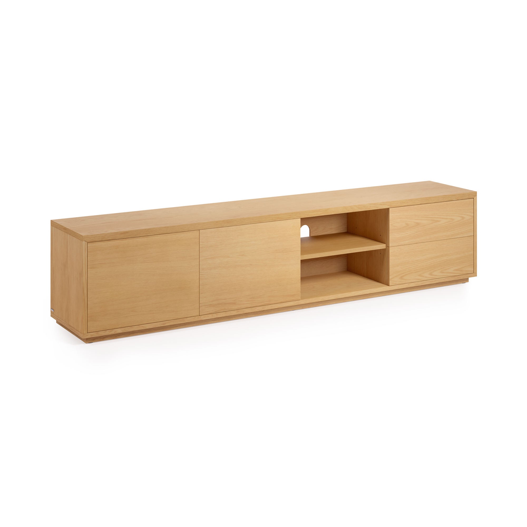 Abilen oak wood veneer 2 door TV stand with 2 drawers, 200 x 44 cm FSC 100% - Product Image