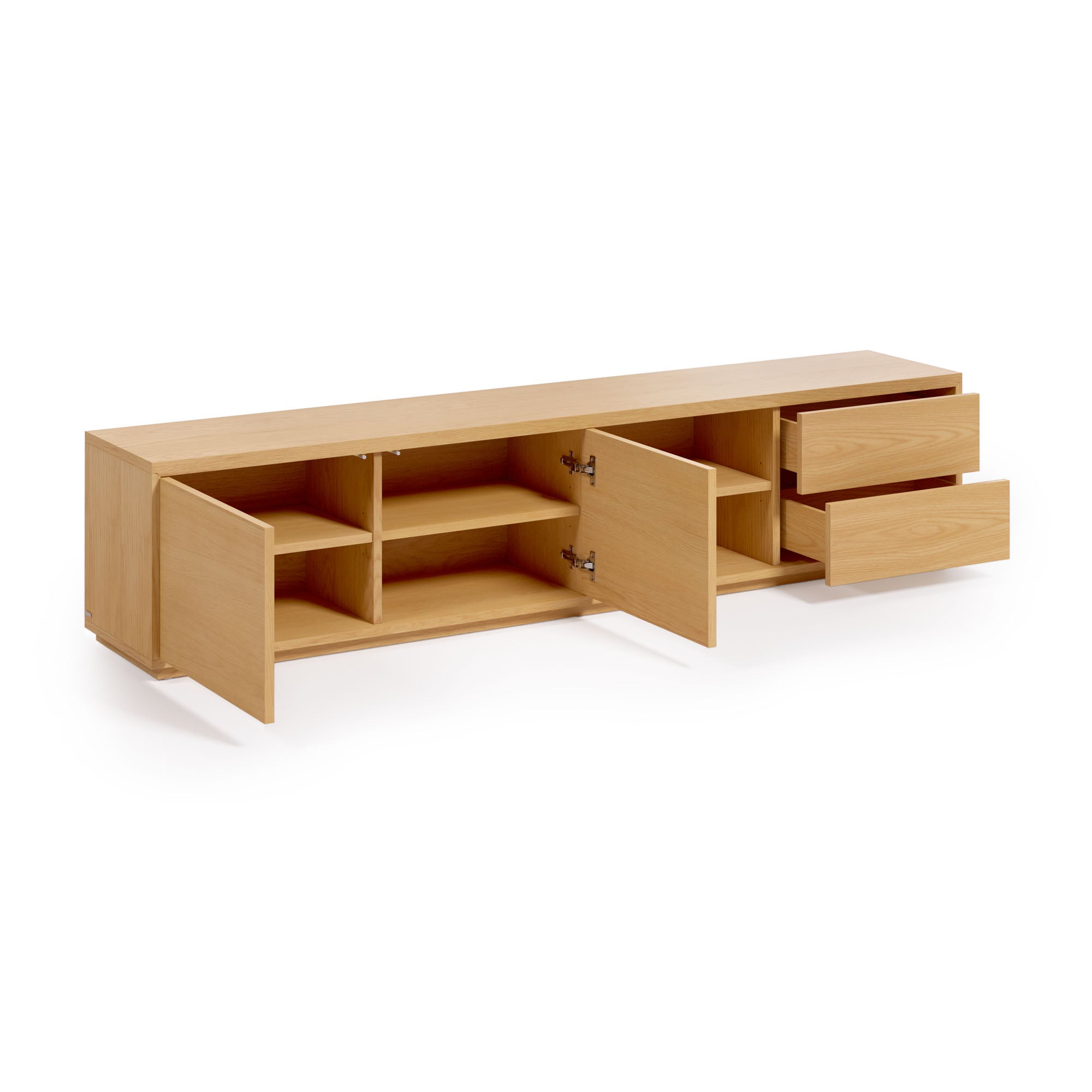 Abilen oak wood veneer 2 door TV stand with 2 drawers, 200 x 44 cm FSC 100% - Product Image