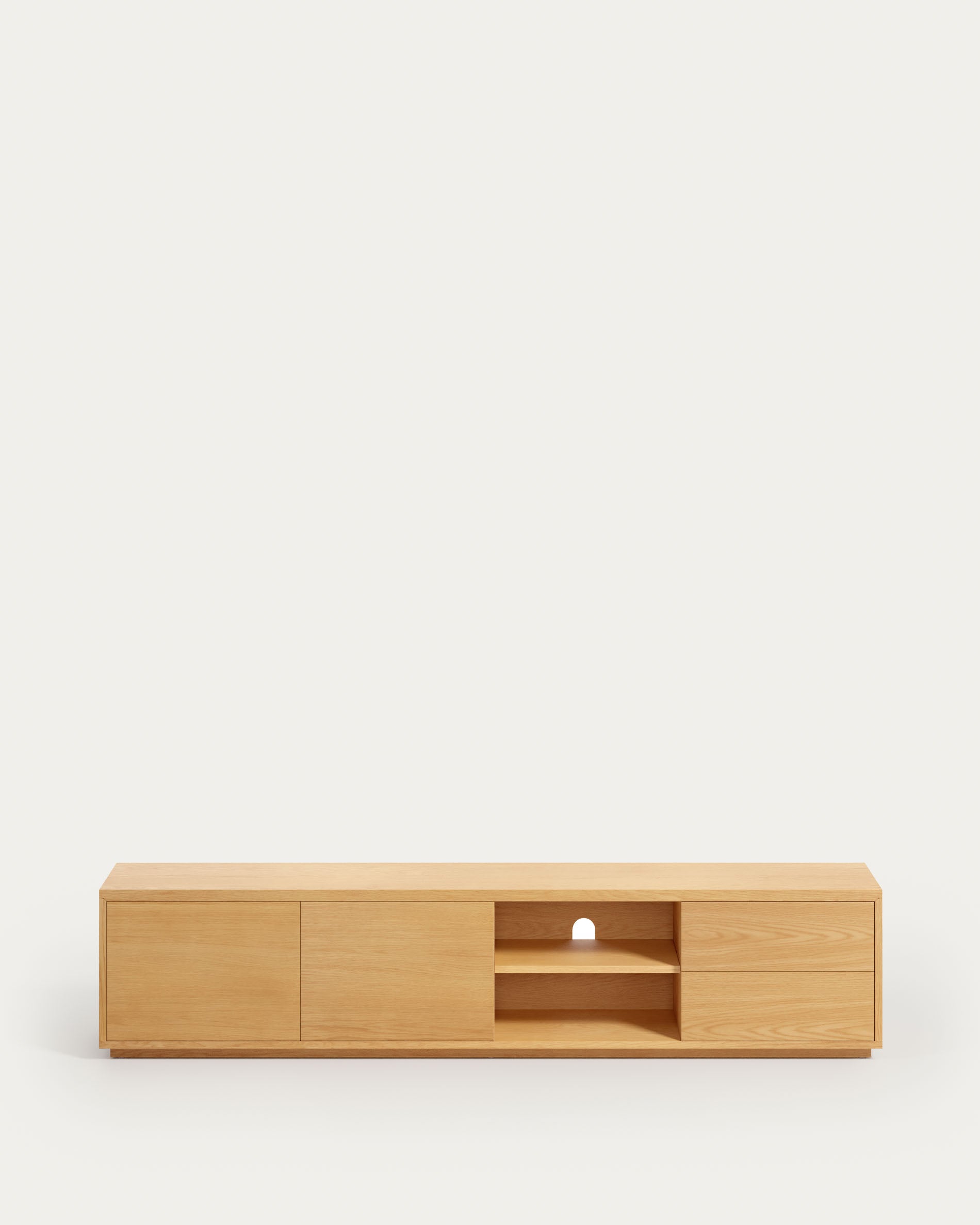 Abilen oak wood veneer 2 door TV stand with 2 drawers, 200 x 44 cm FSC 100% - Product View