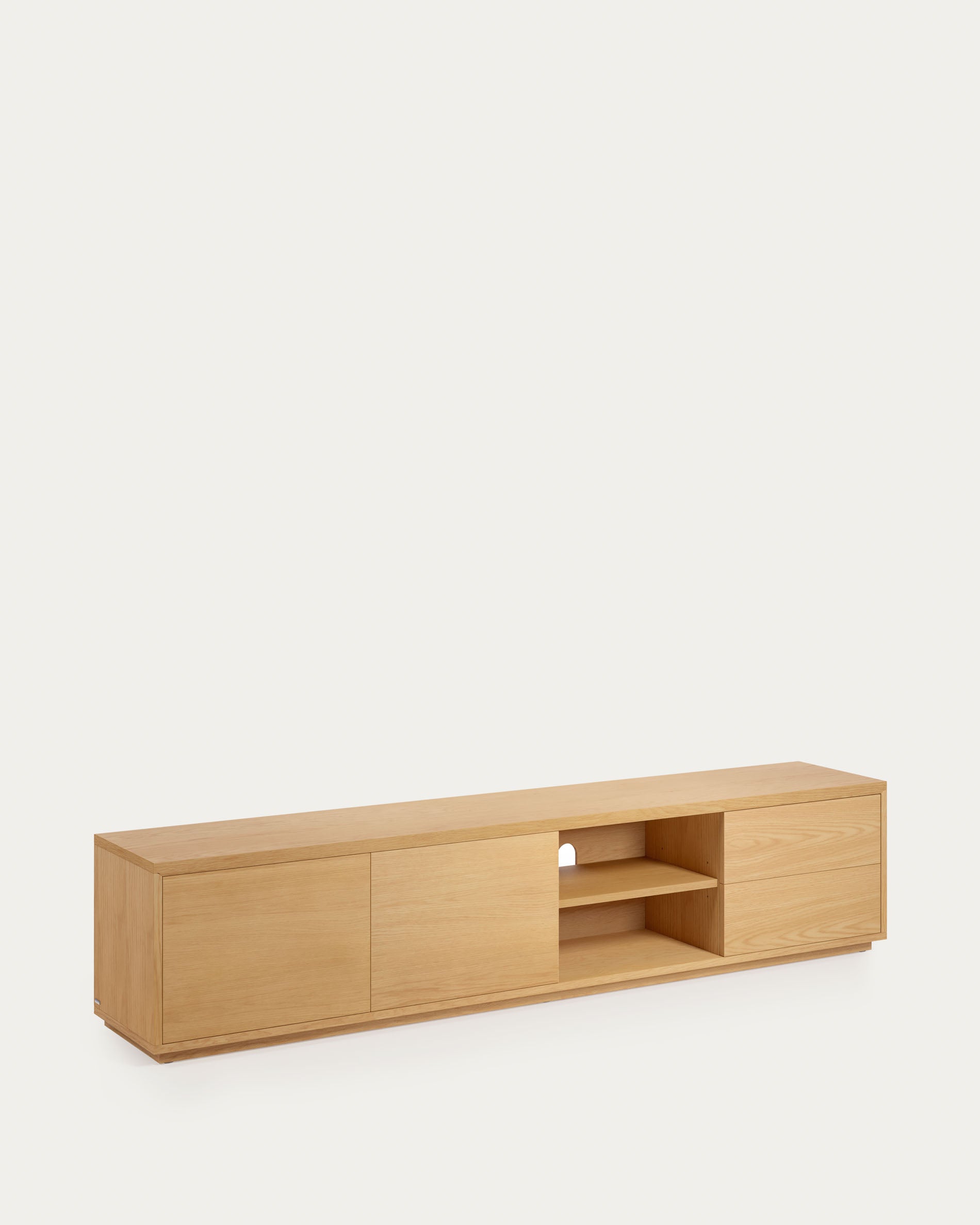 Abilen oak wood veneer 2 door TV stand with 2 drawers, 200 x 44 cm FSC 100% - Product View