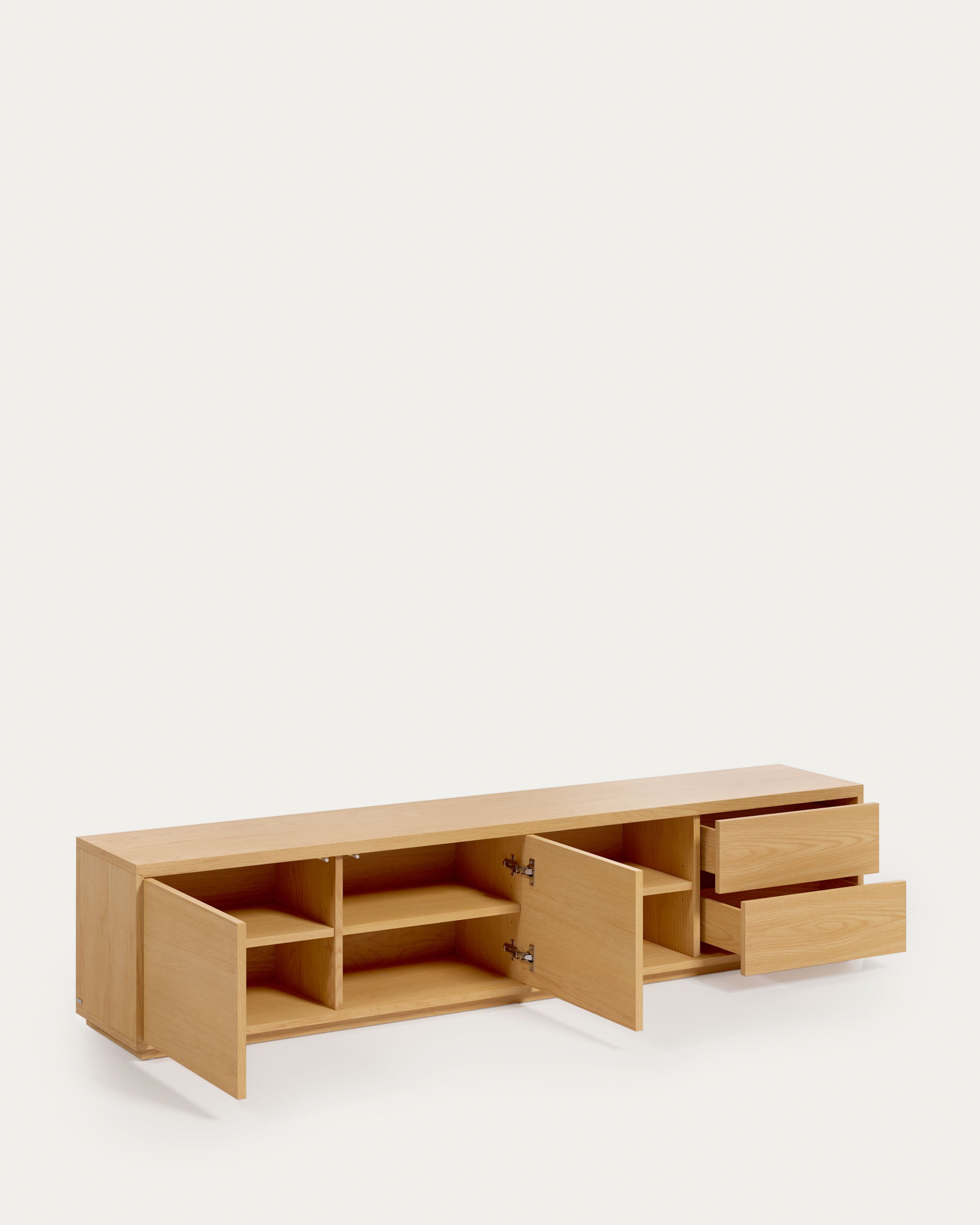 Abilen oak wood veneer 2 door TV stand with 2 drawers, 200 x 44 cm FSC 100% - Product View