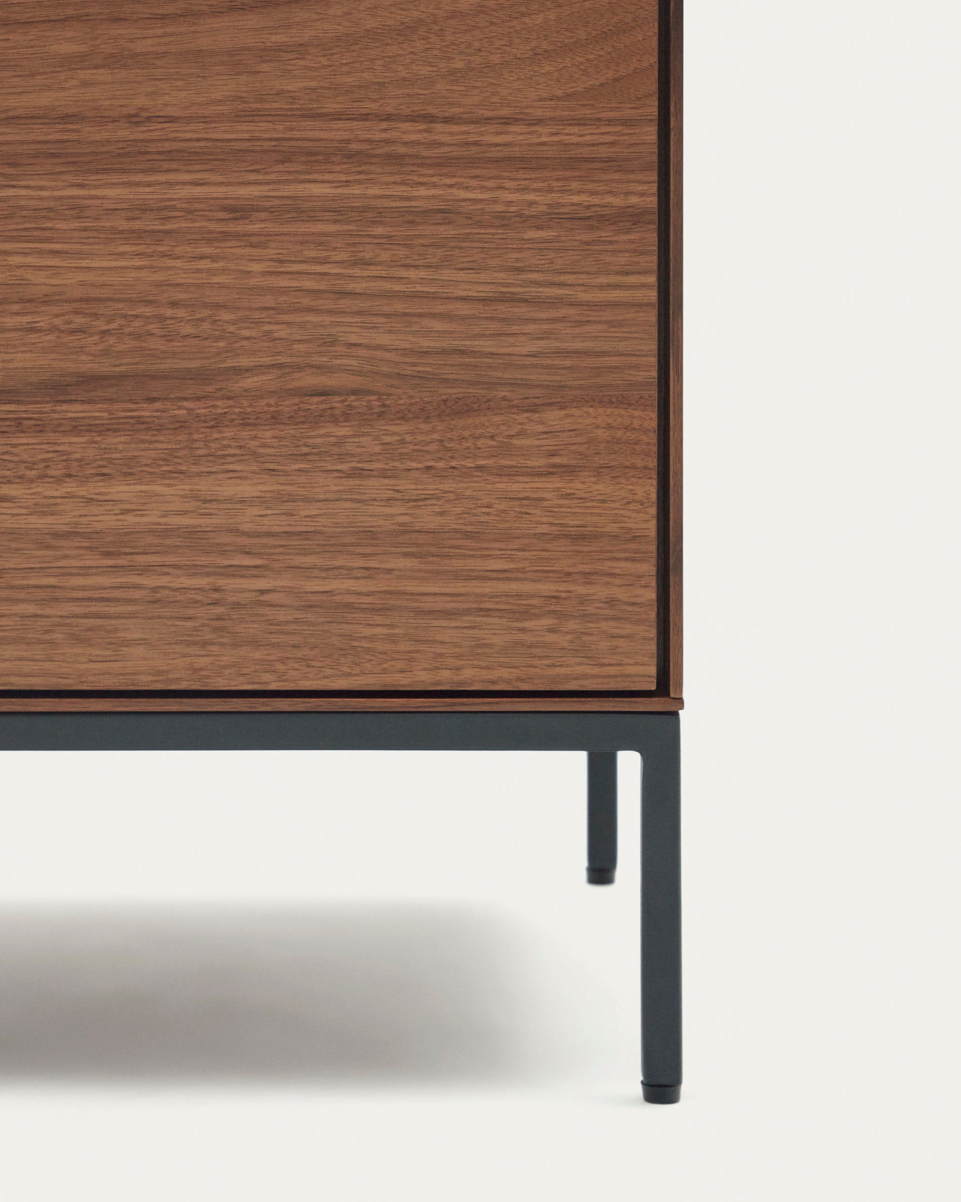 Vedrana 3-door TV stand in walnut veneer with black steel legs, 195 x 55 cm - Detail