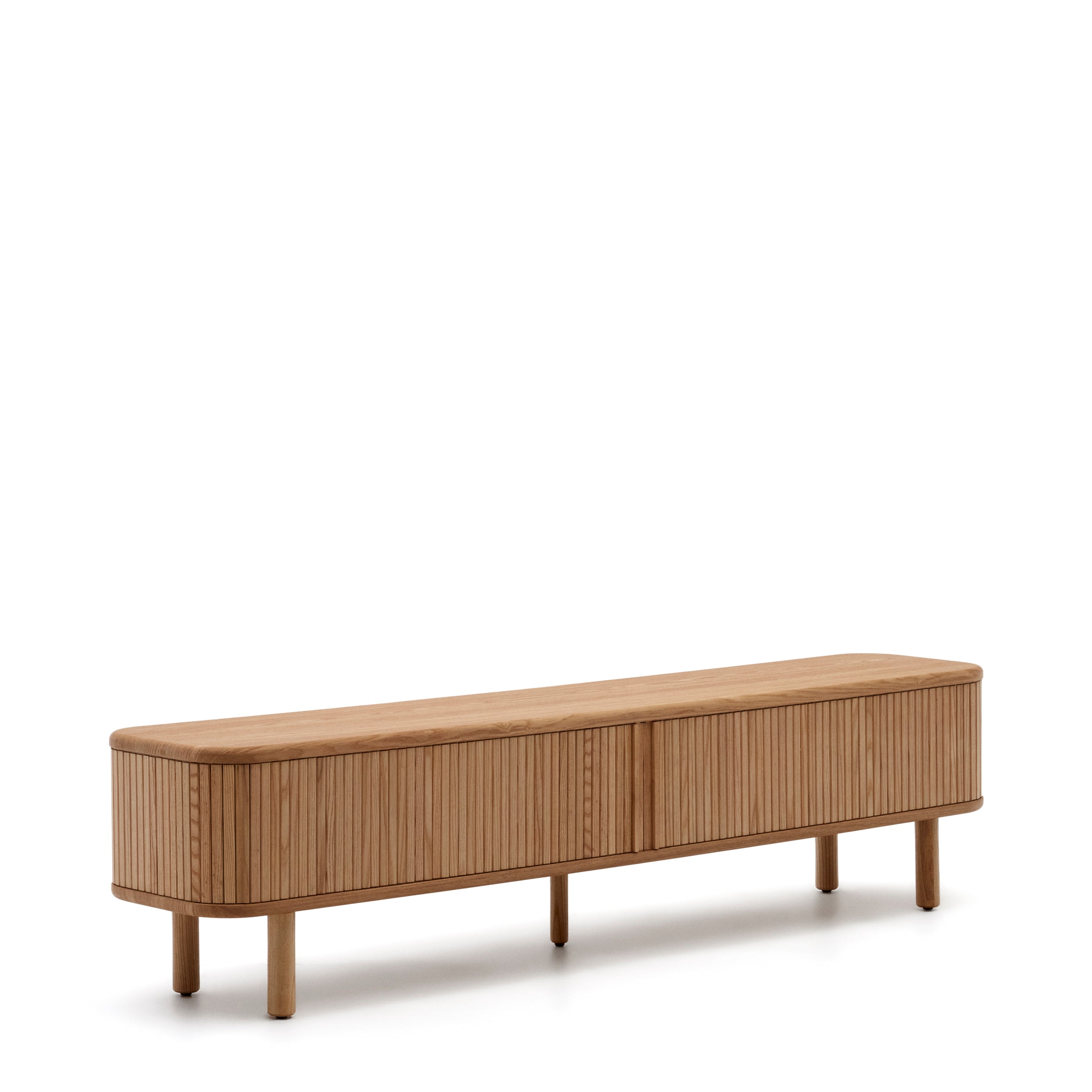 Mailen 2 door TV stand in ash veneer with a natural finish 200 x 50 cm - Product Image