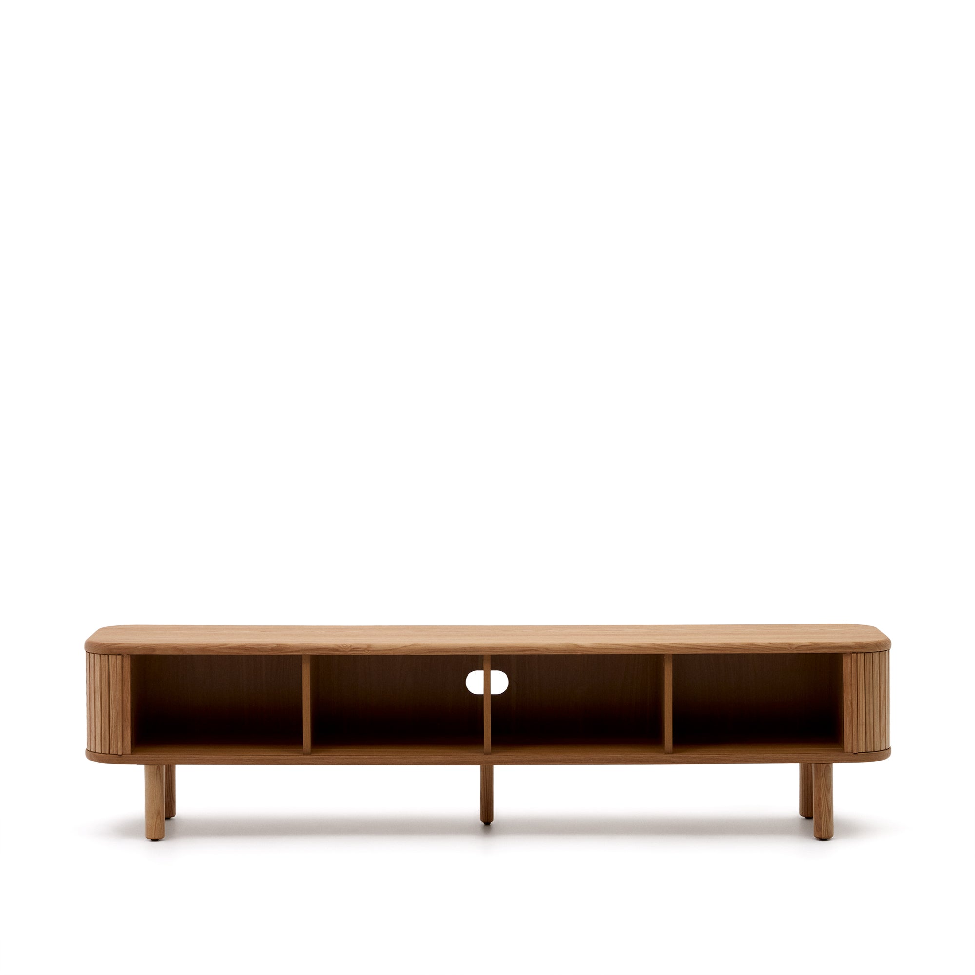 Mailen 2 door TV stand in ash veneer with a natural finish 200 x 50 cm - Product Image