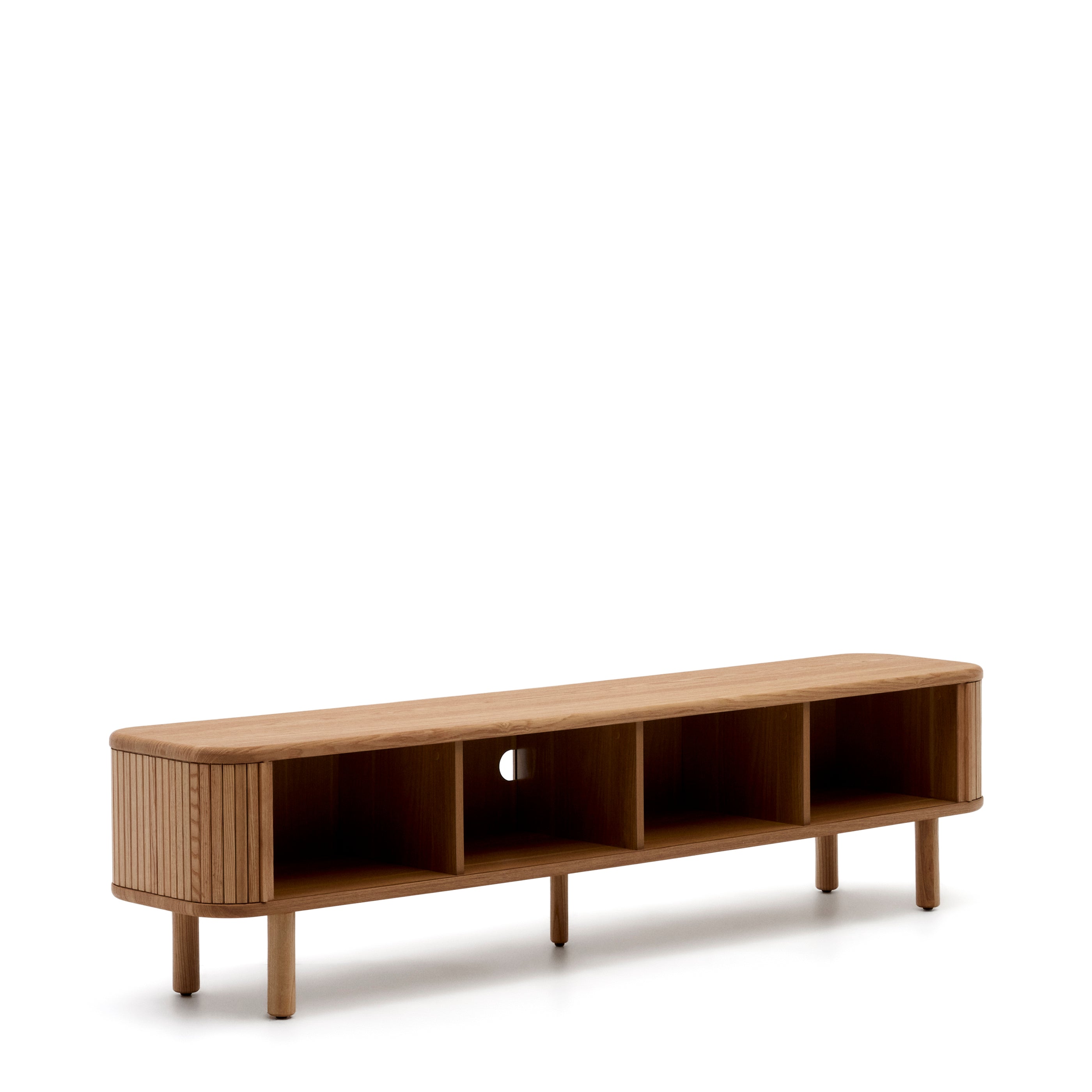 Mailen 2 door TV stand in ash veneer with a natural finish 200 x 50 cm - Product Image
