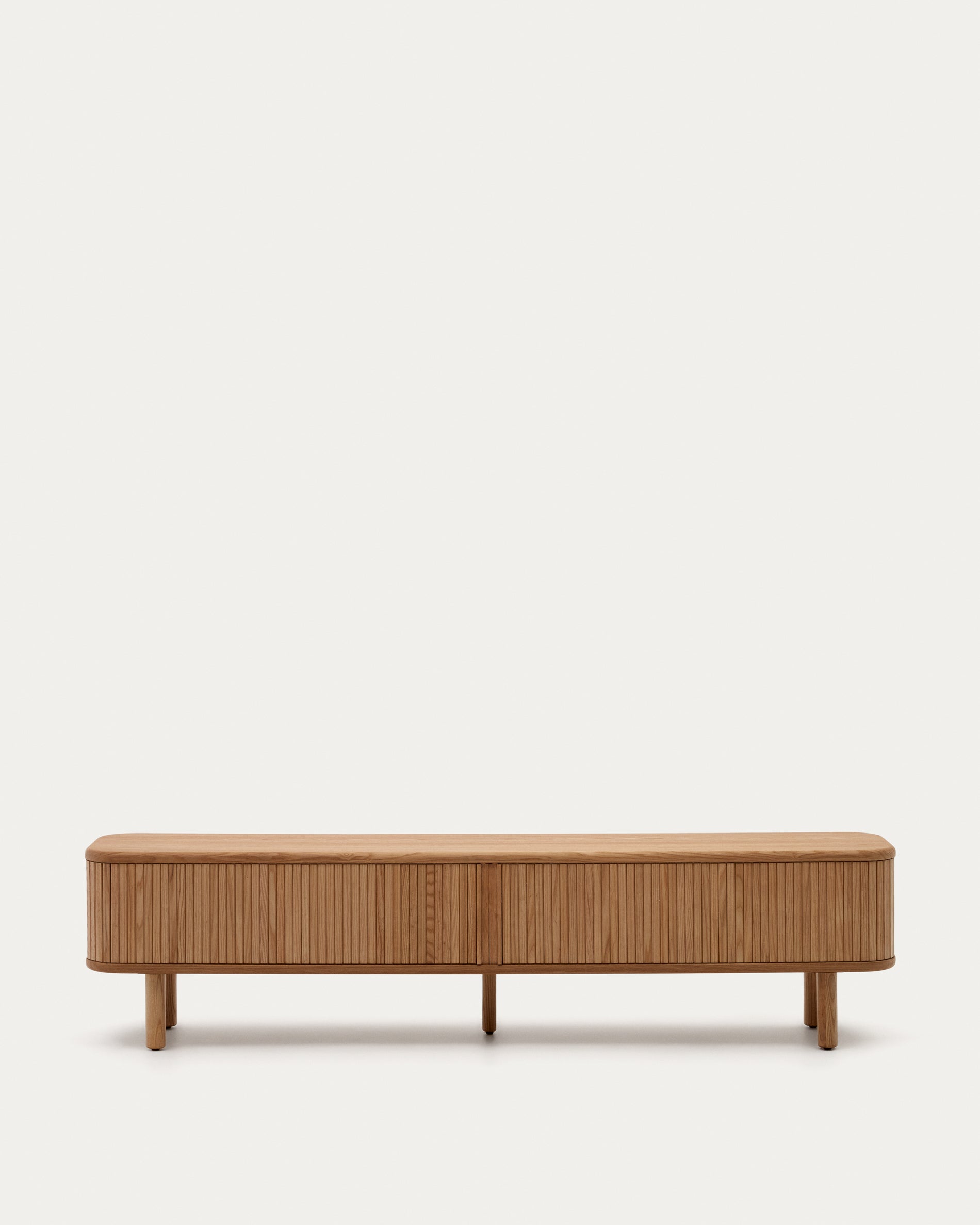 Mailen 2 door TV stand in ash veneer with a natural finish 200 x 50 cm - Product View