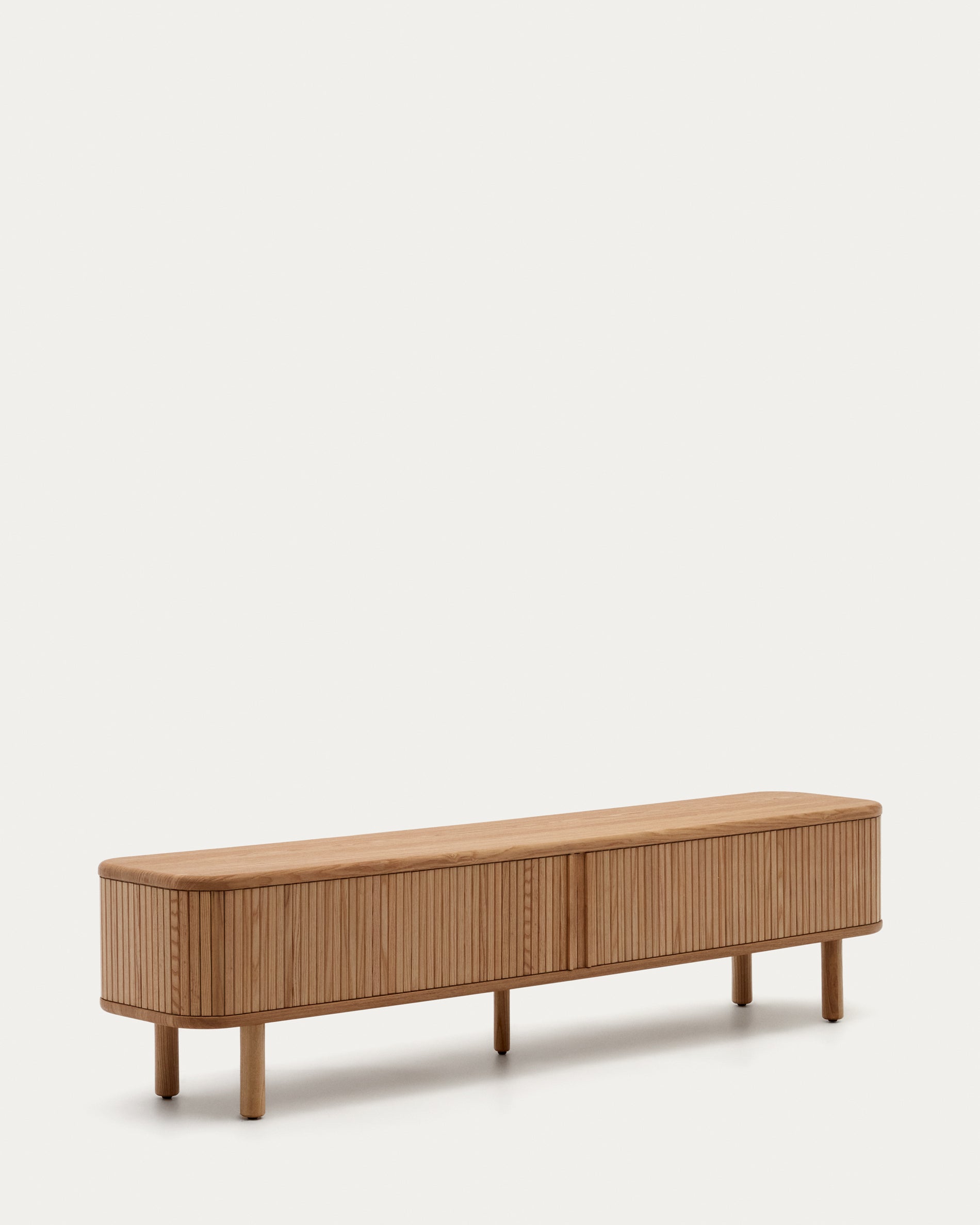 Mailen 2 door TV stand in ash veneer with a natural finish 200 x 50 cm - Product View