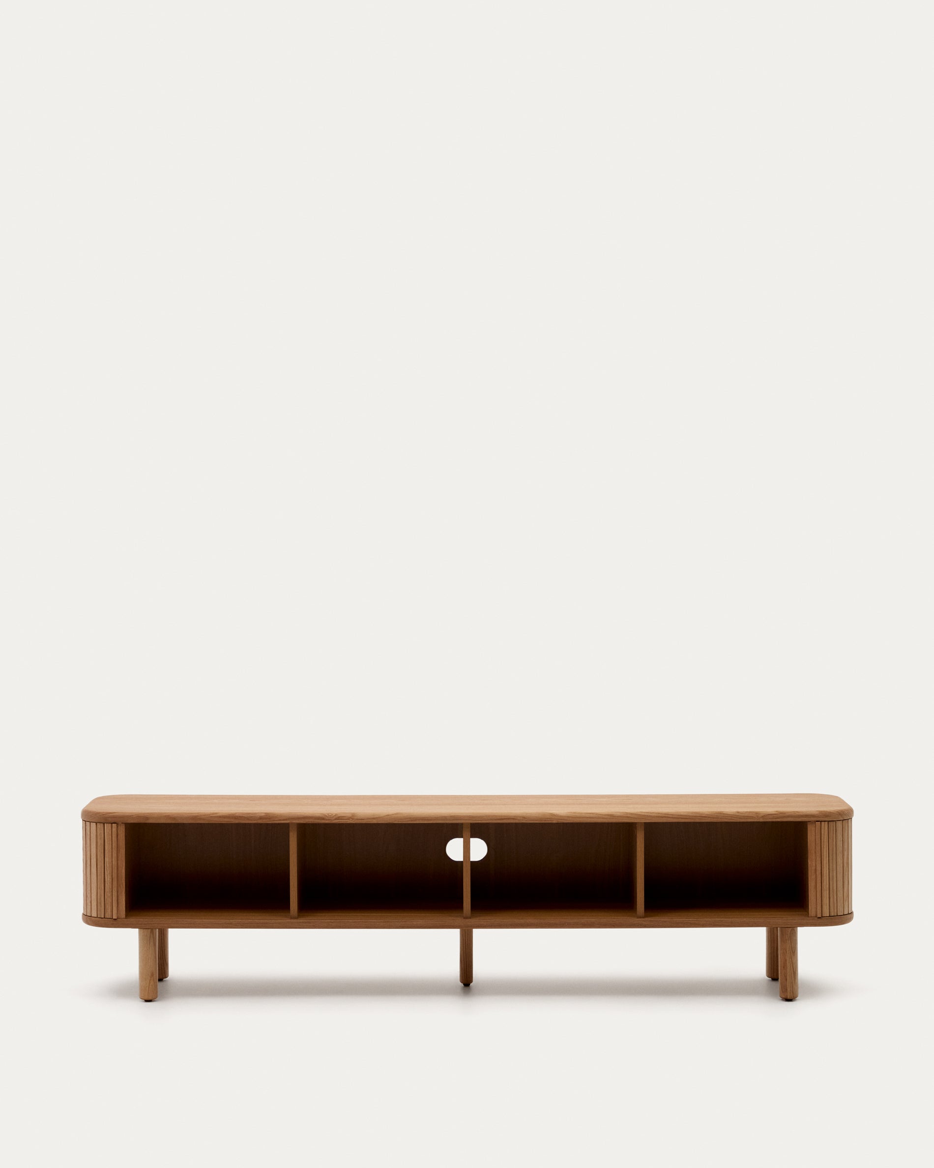 Mailen 2 door TV stand in ash veneer with a natural finish 200 x 50 cm - Product View