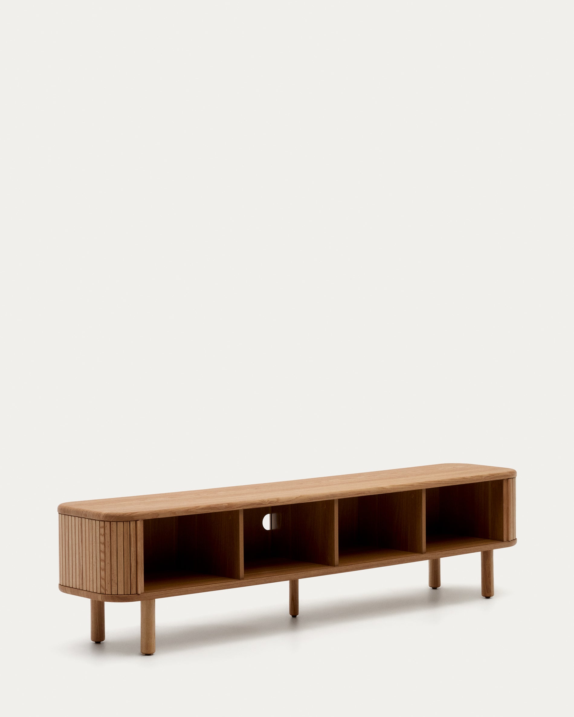 Mailen 2 door TV stand in ash veneer with a natural finish 200 x 50 cm - Product View