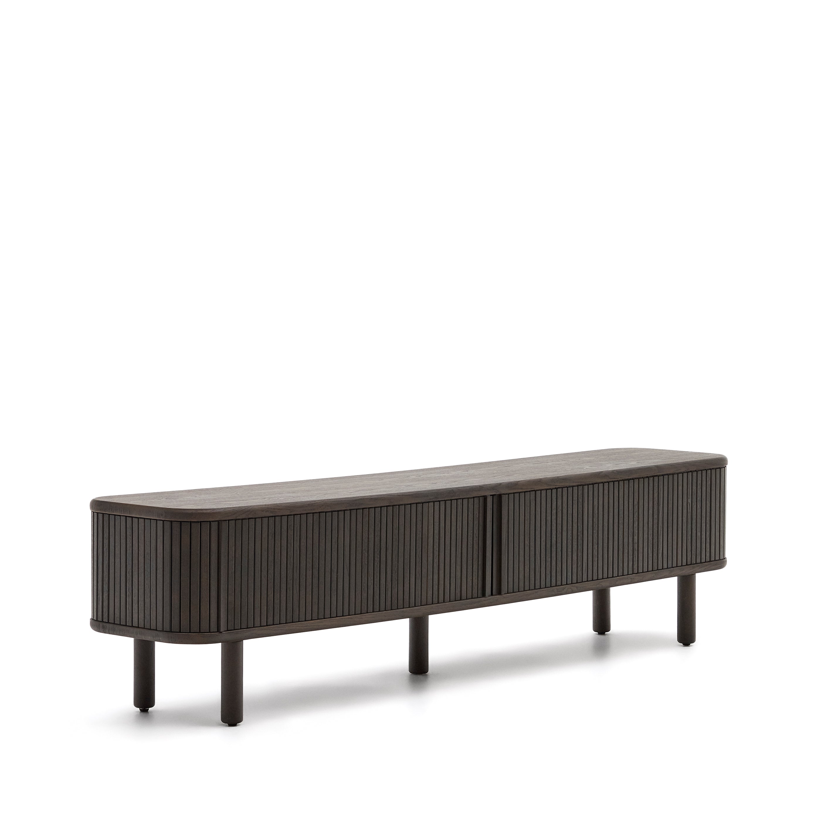Mailen 2 door TV stand in ash veneer with a dark finish 200 x 50 cm - Product Image