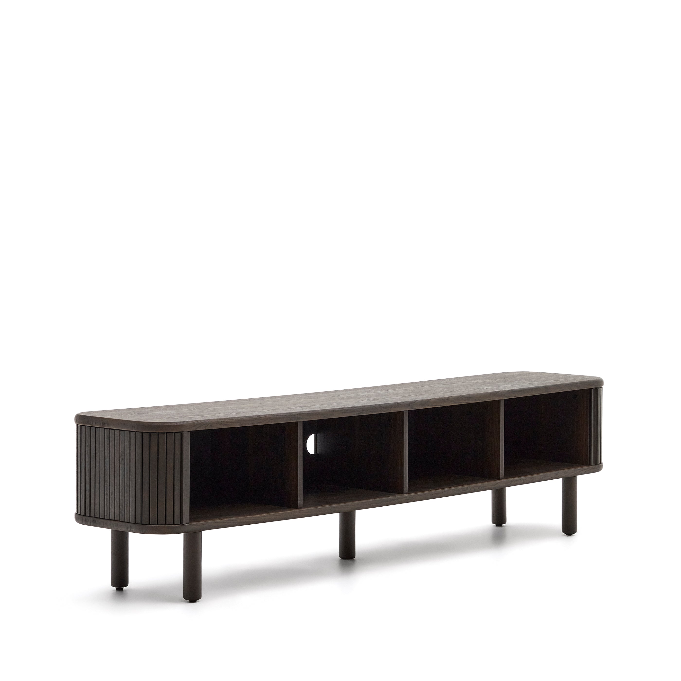 Mailen 2 door TV stand in ash veneer with a dark finish 200 x 50 cm - Product Image