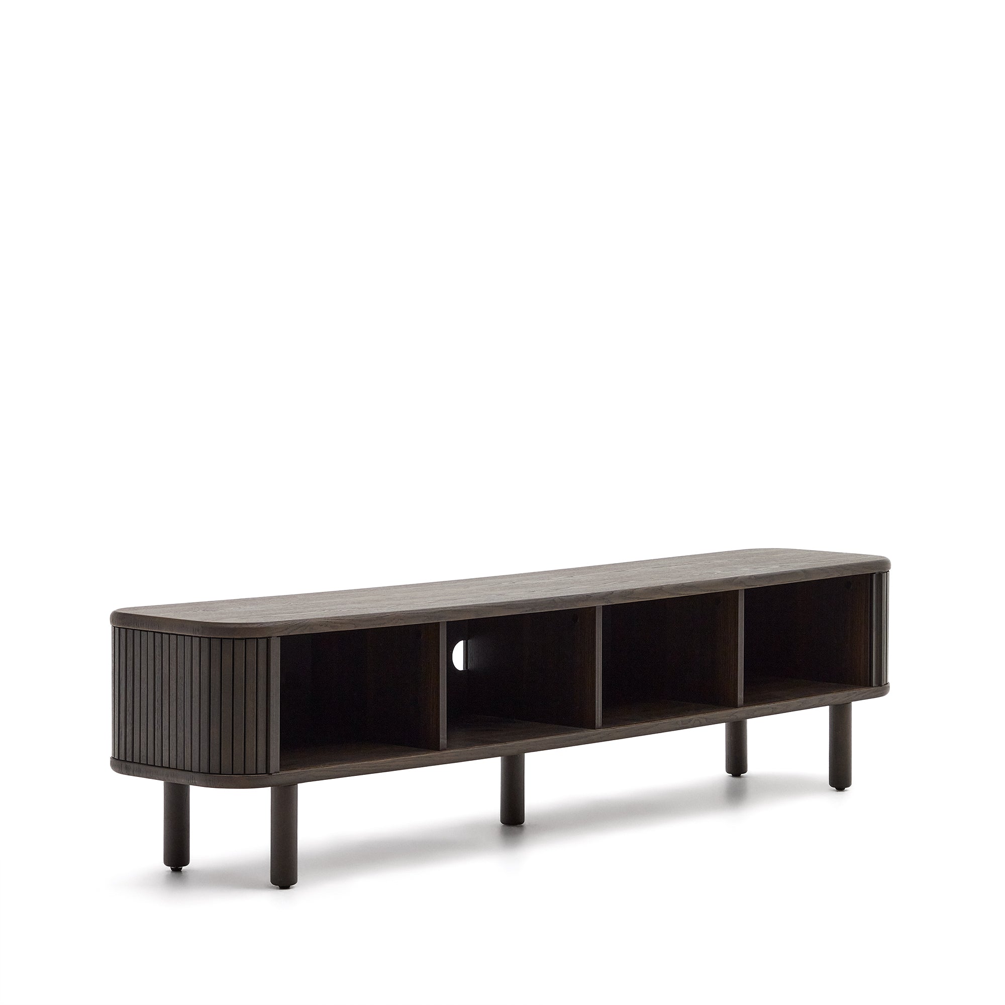 Mailen 2 door TV stand in ash veneer with a dark finish 200 x 50 cm - Product Image