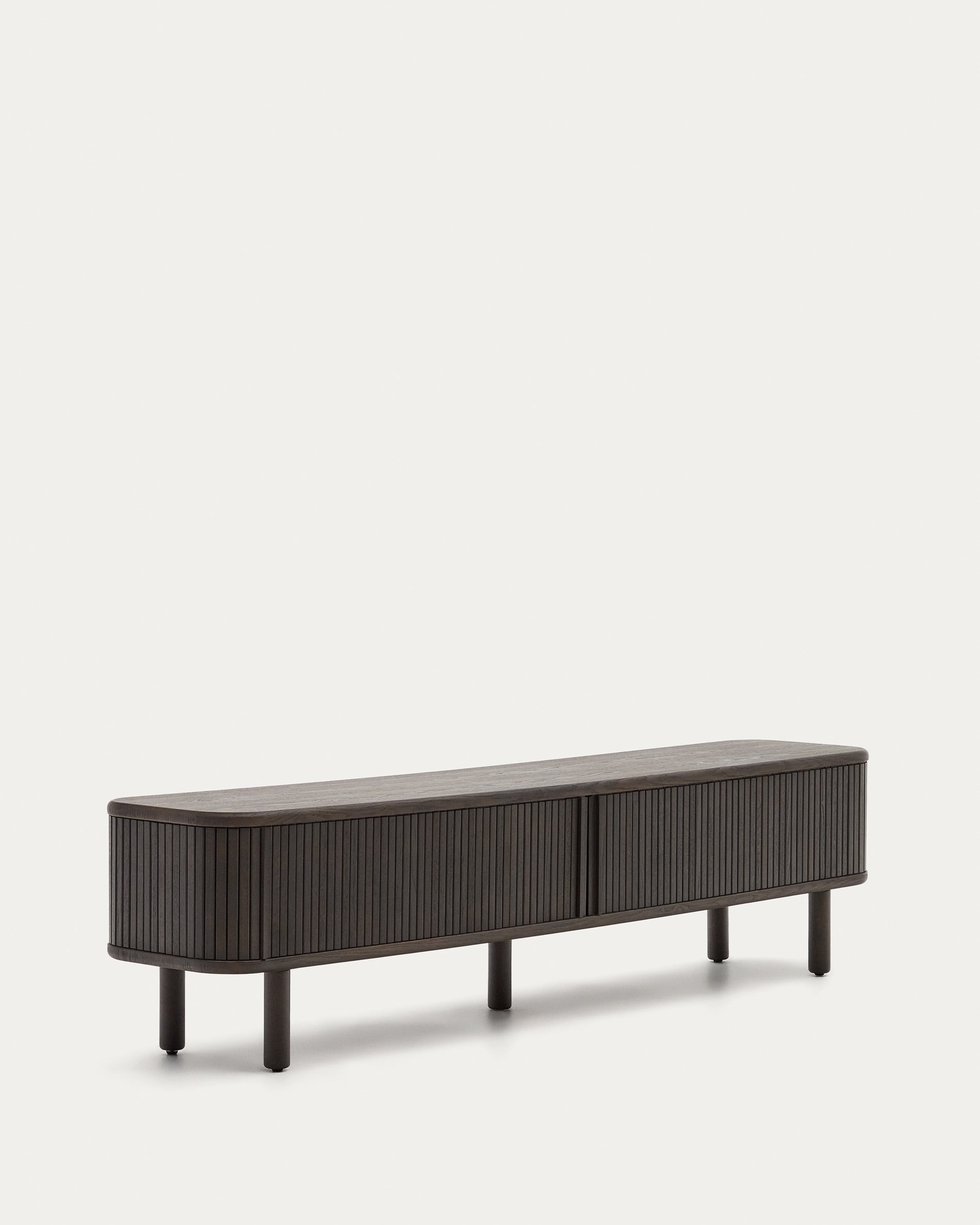 Mailen 2 door TV stand in ash veneer with a dark finish 200 x 50 cm - Product View