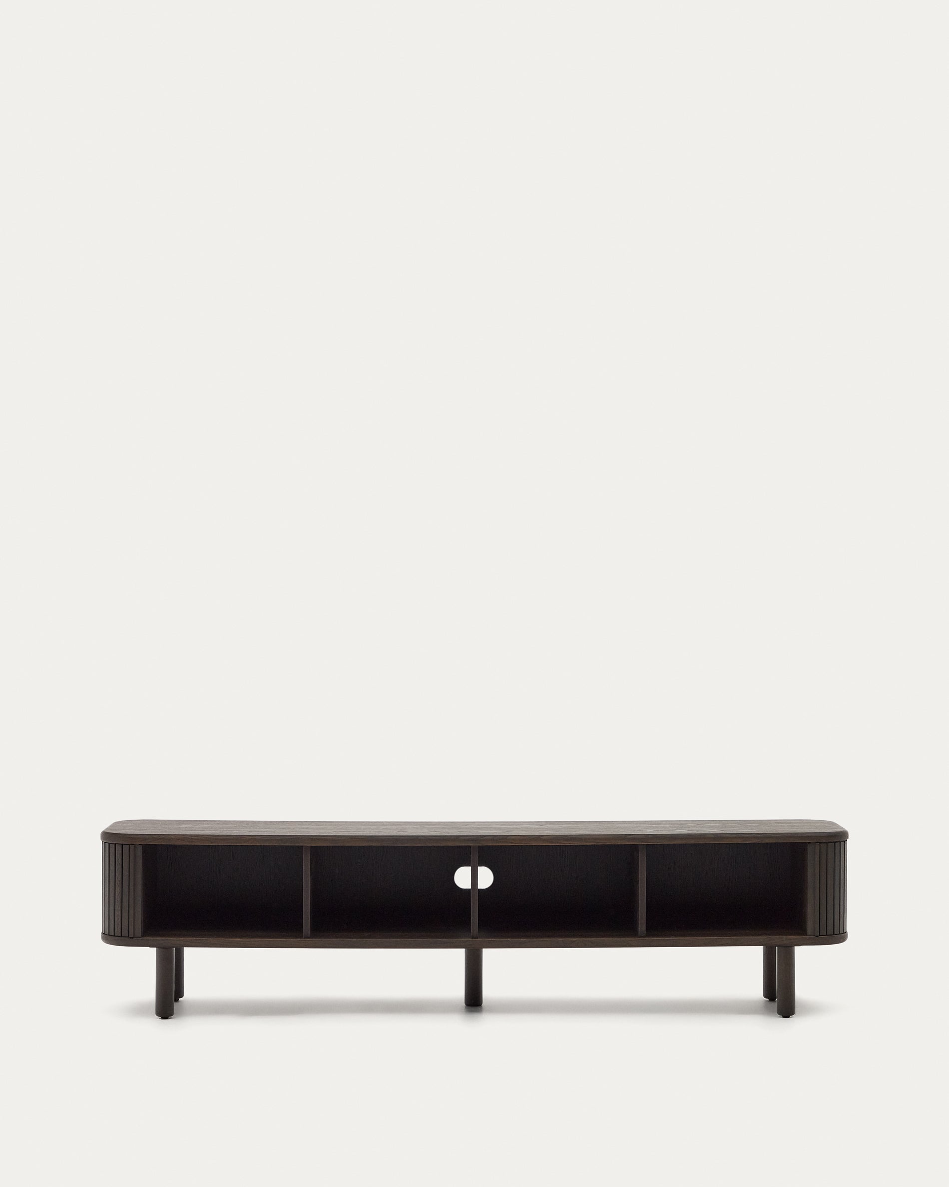Mailen 2 door TV stand in ash veneer with a dark finish 200 x 50 cm - Product View