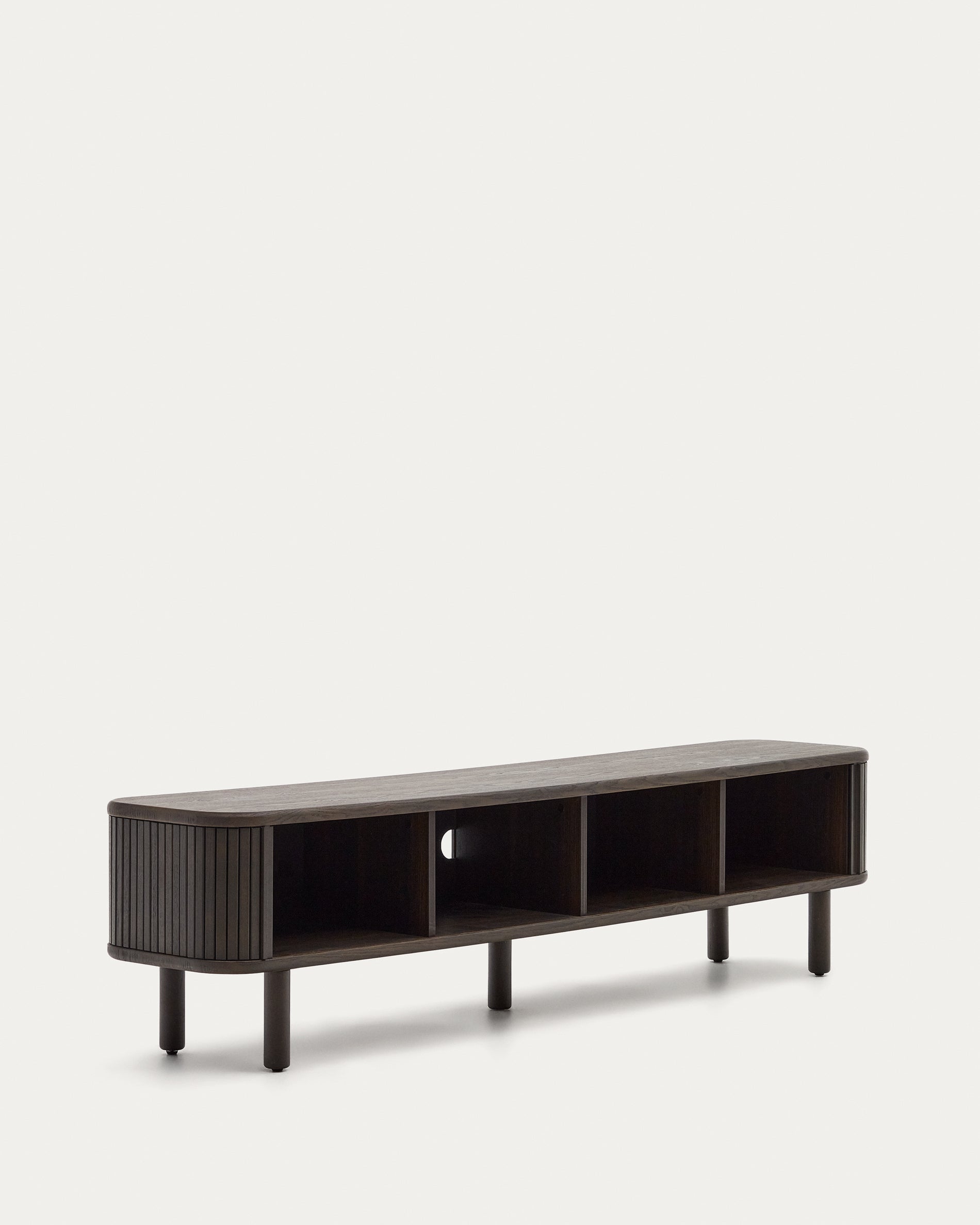 Mailen 2 door TV stand in ash veneer with a dark finish 200 x 50 cm - Product View