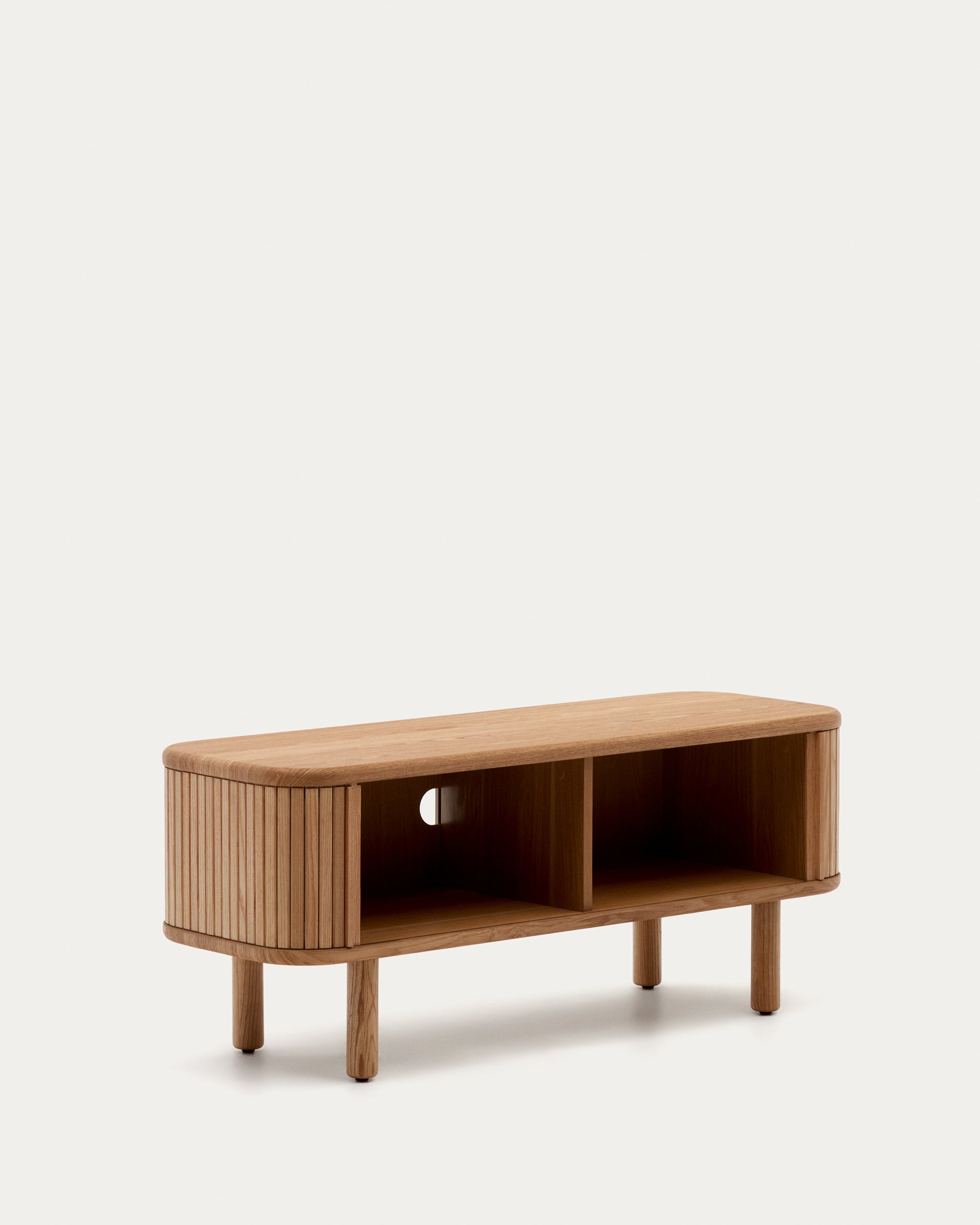 Mailen 2 door TV stand in ash veneer with a natural finish 120 x 50 cm - Product View
