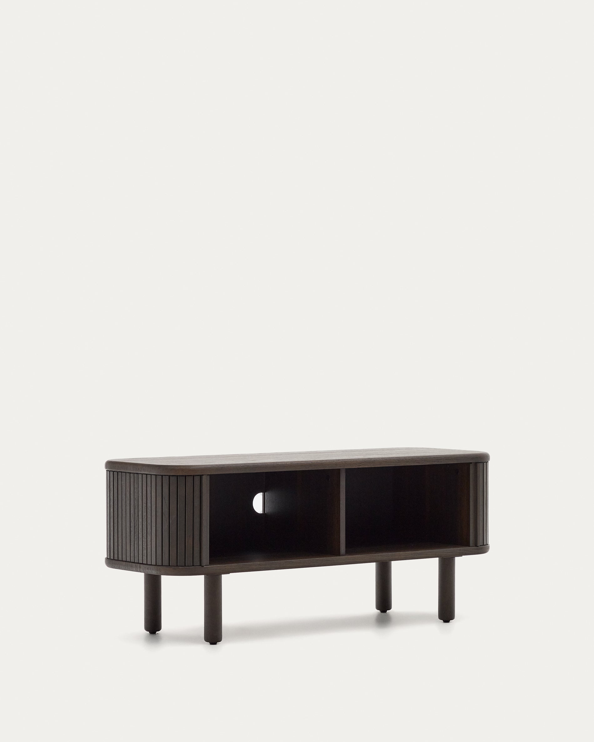 Mailen 2 door TV stand in ash veneer with a dark finish 120 x 50 cm - Product View