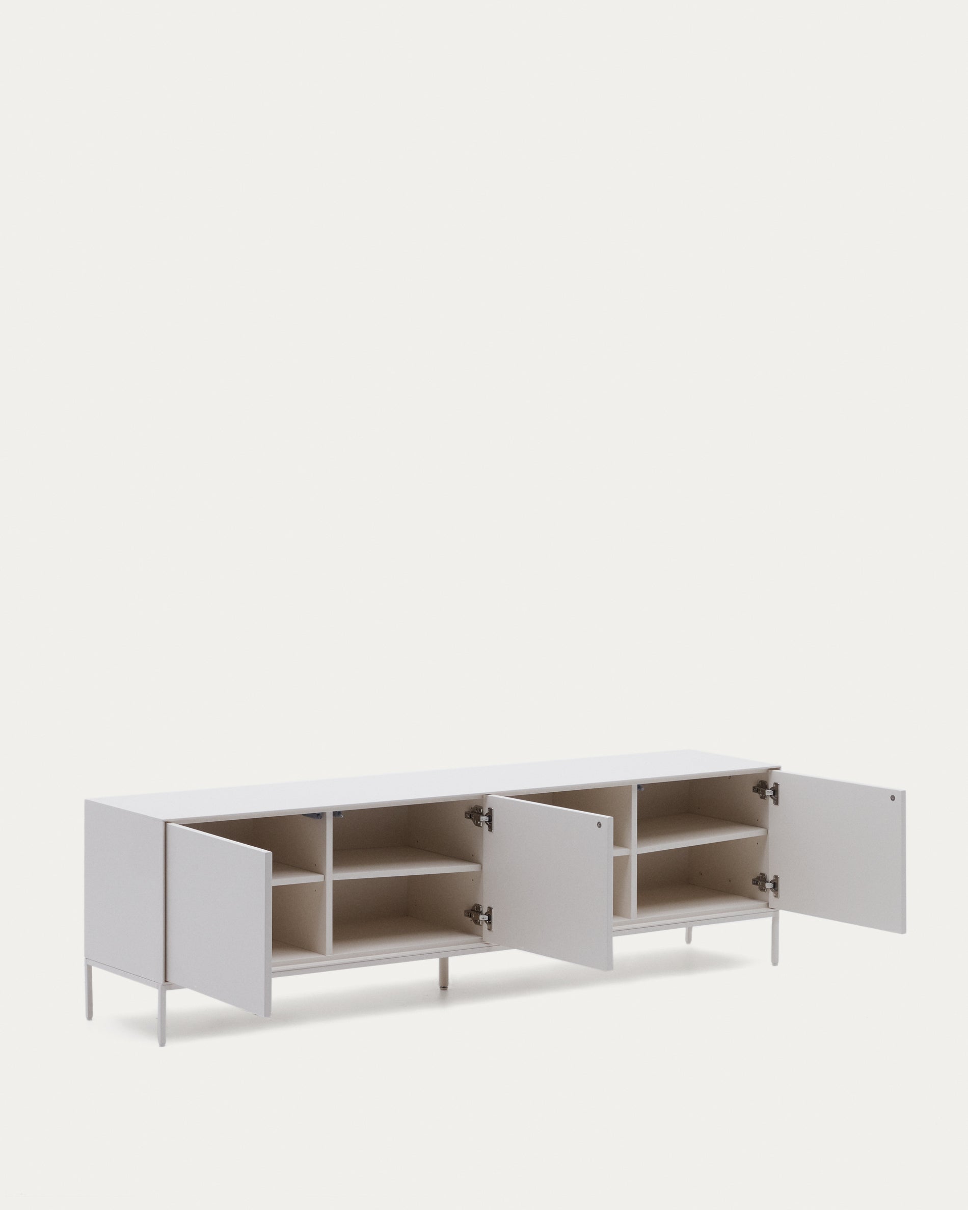 Vedrana TV 3-door cabinet white lacquered MDF 195 x 55 cm - Product View
