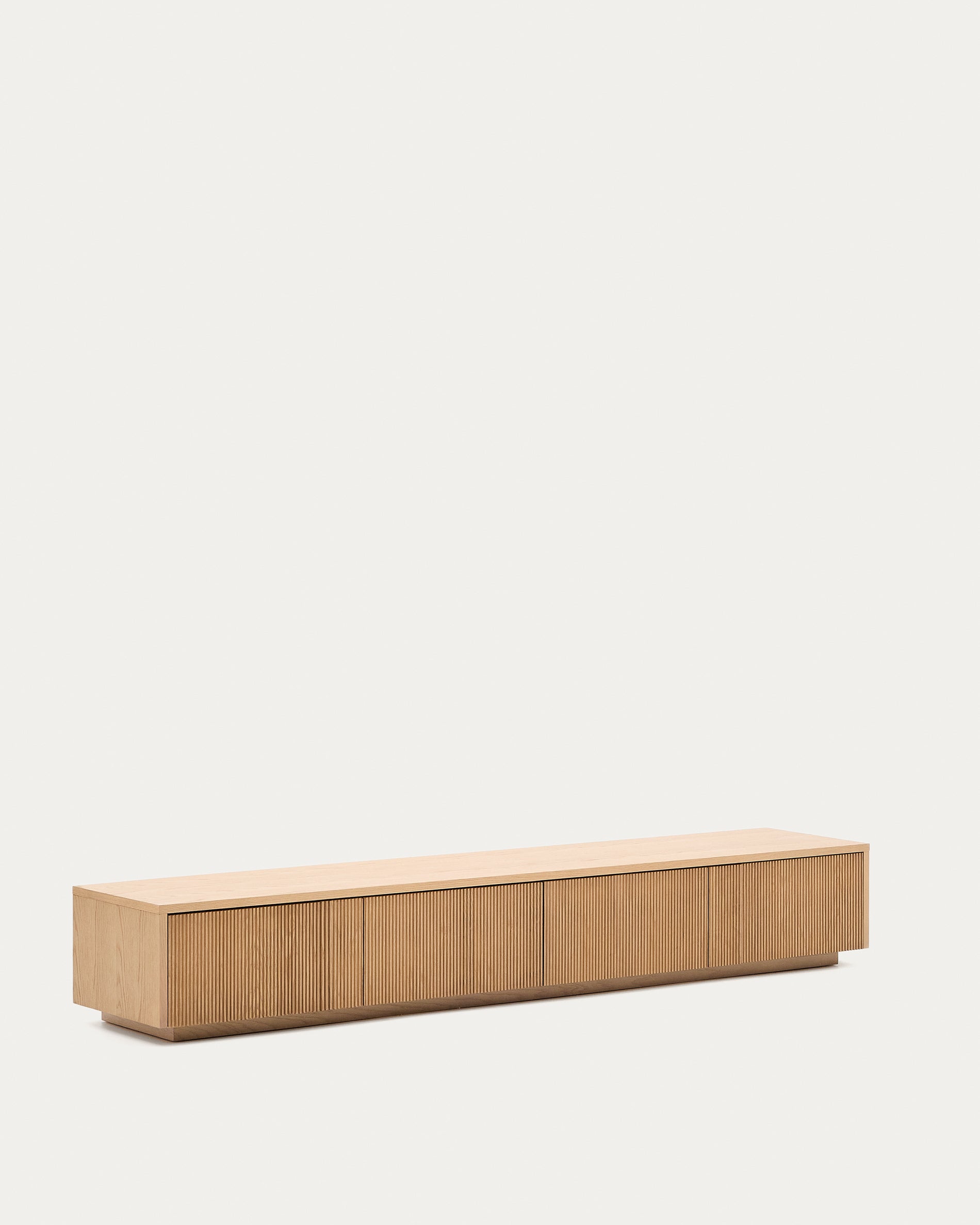 Helvine TV stand with 4 drawers in oak veneer, 200 x 30 cm FSC 100% - Product View