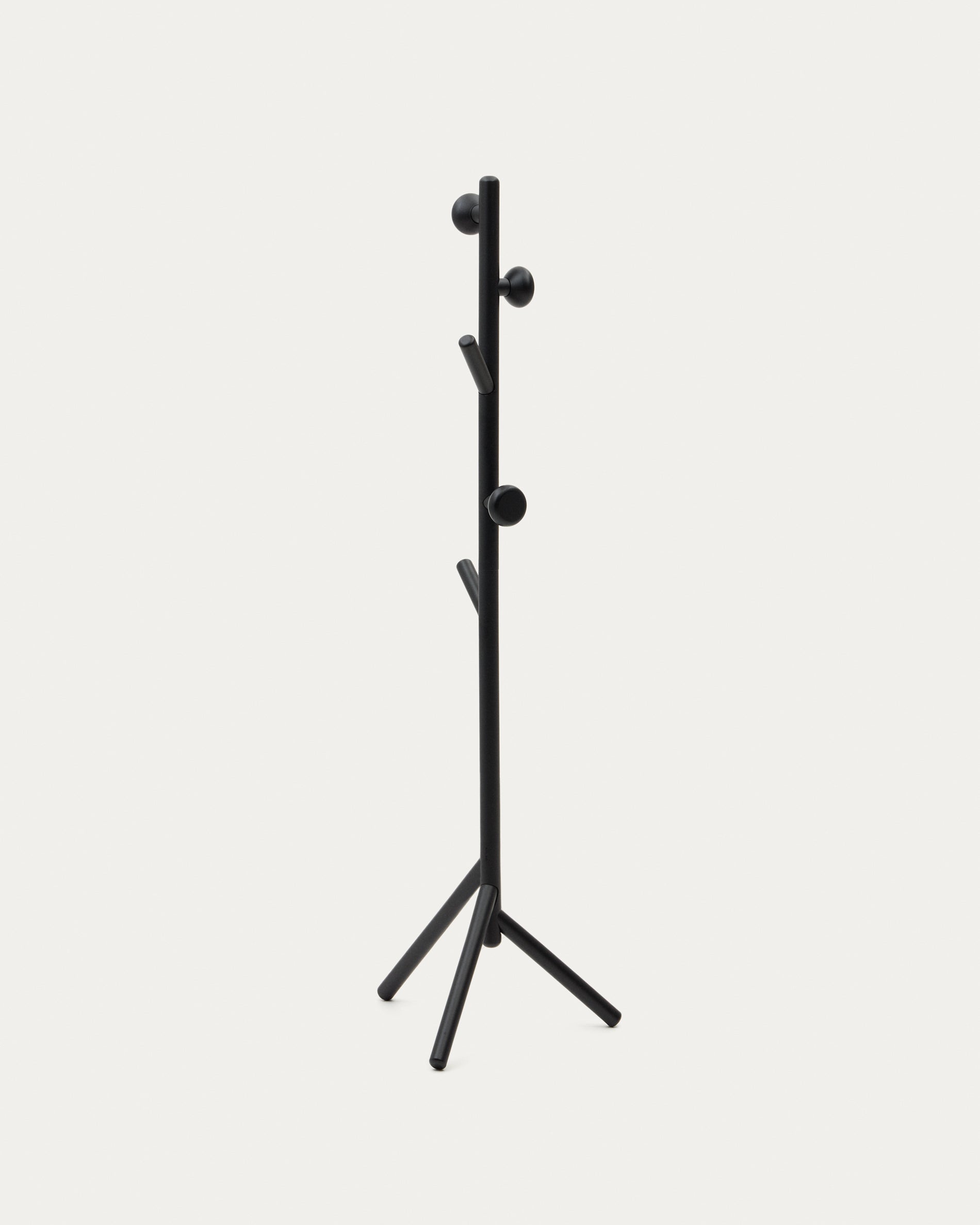 Nadue coat rack in solid beech wood with black finish 163 cm - Product View