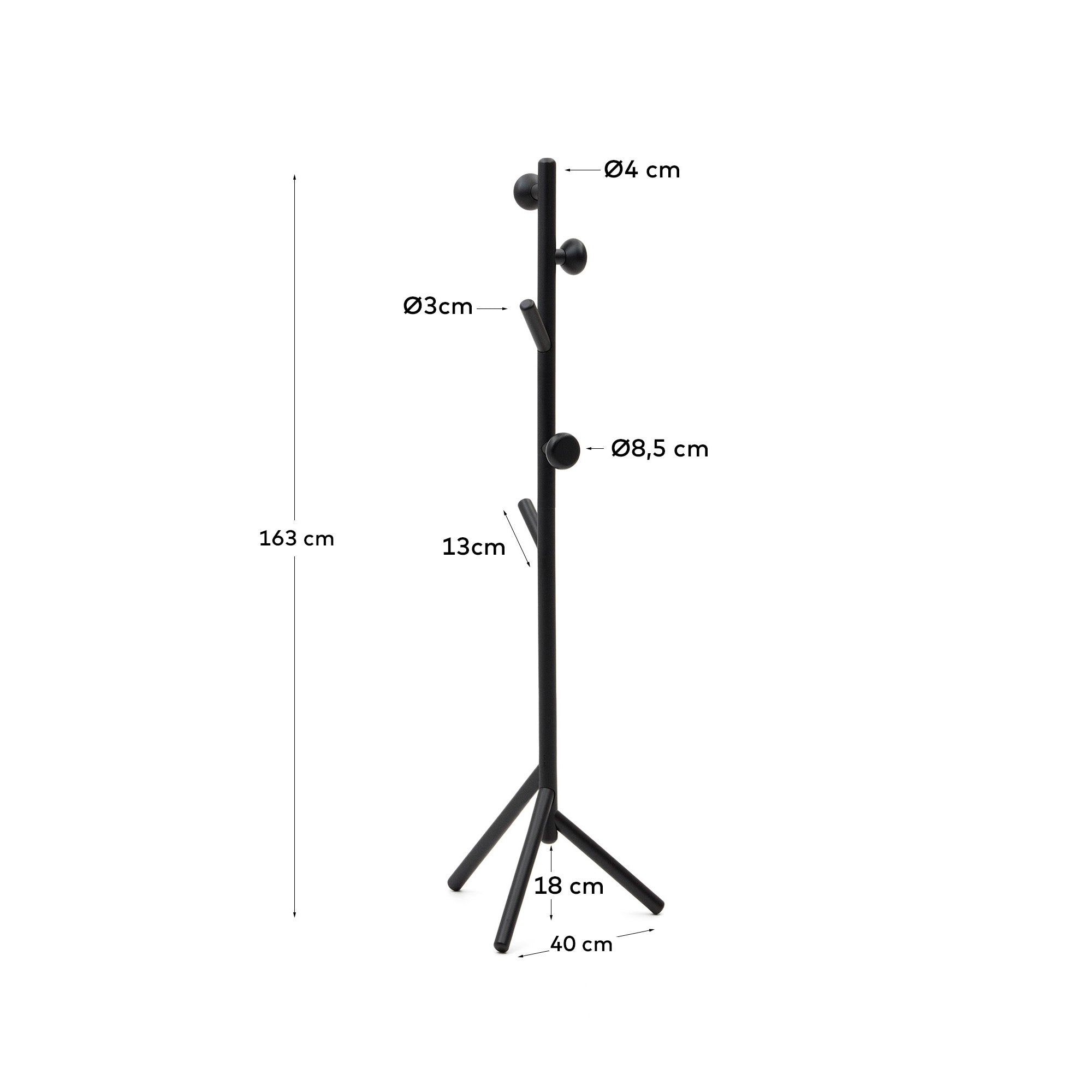 Nadue coat rack in solid beech wood with natural finish 163 cm - Measurements