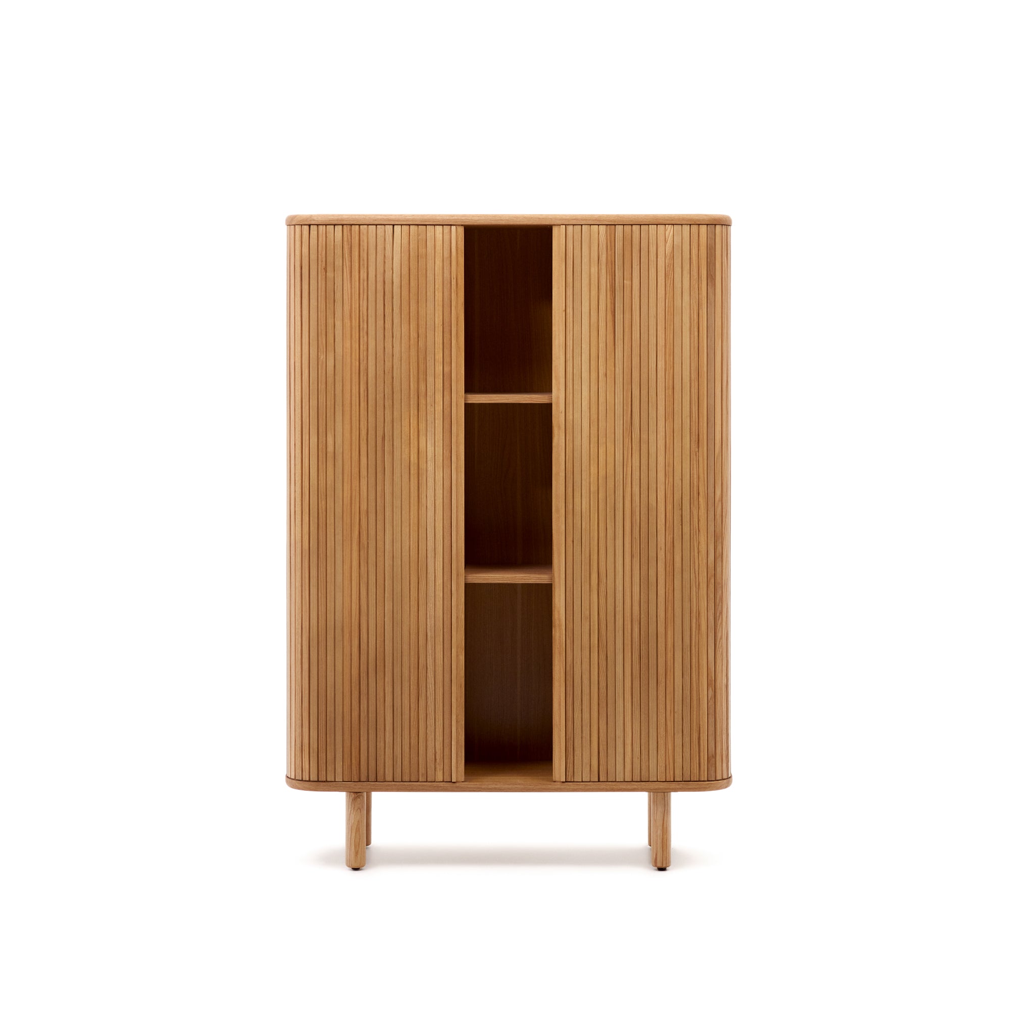 Mailen 2 door highboard in ash veneer with a natural finish 110 x 160 cm - Product Image