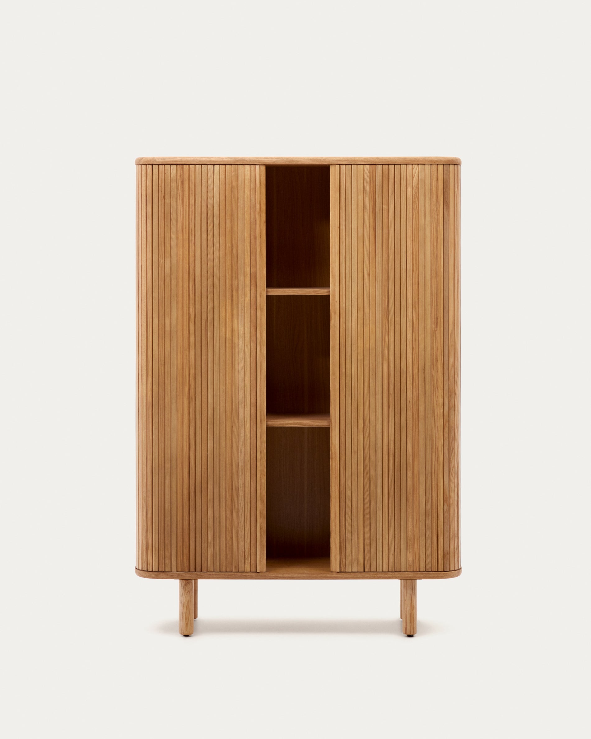 Mailen 2 door highboard in ash veneer with a natural finish 110 x 160 cm - Product View