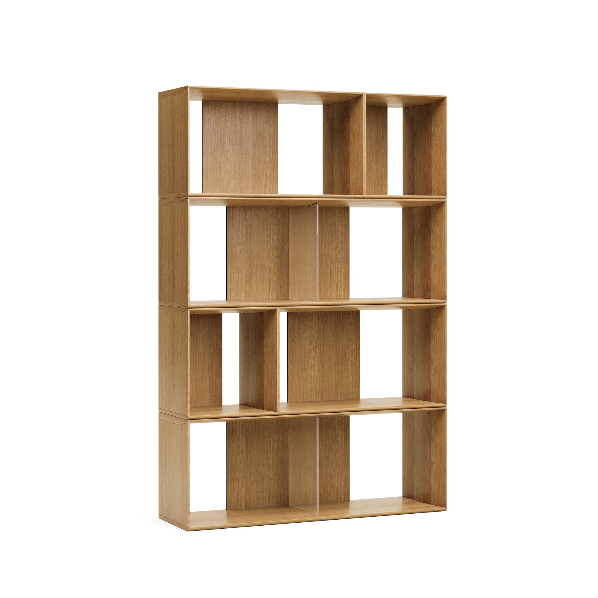 Litto set of 6 modular shelving units in oak wood veneer, 101 x 152 cm - Product Image
