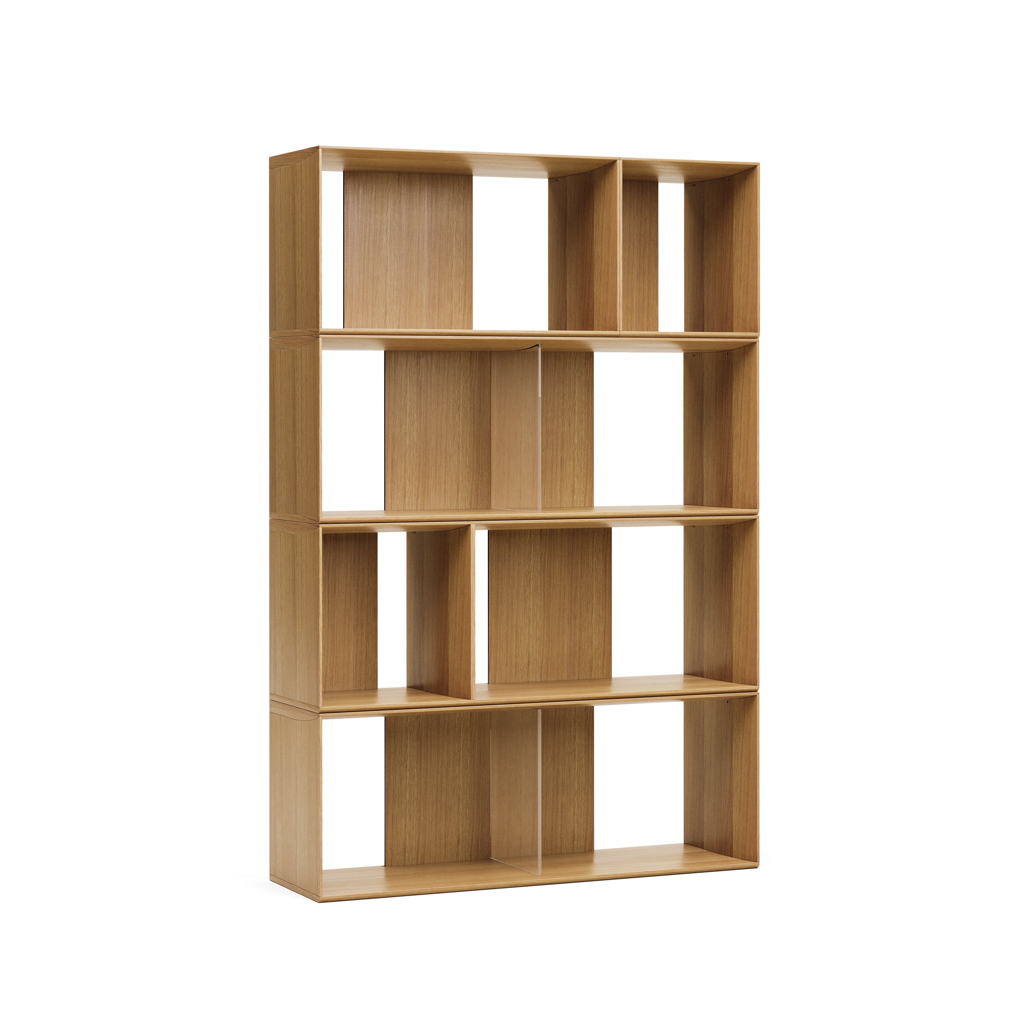 Litto set of 6 modular shelving units in oak wood veneer, 101 x 152 cm - Product Image