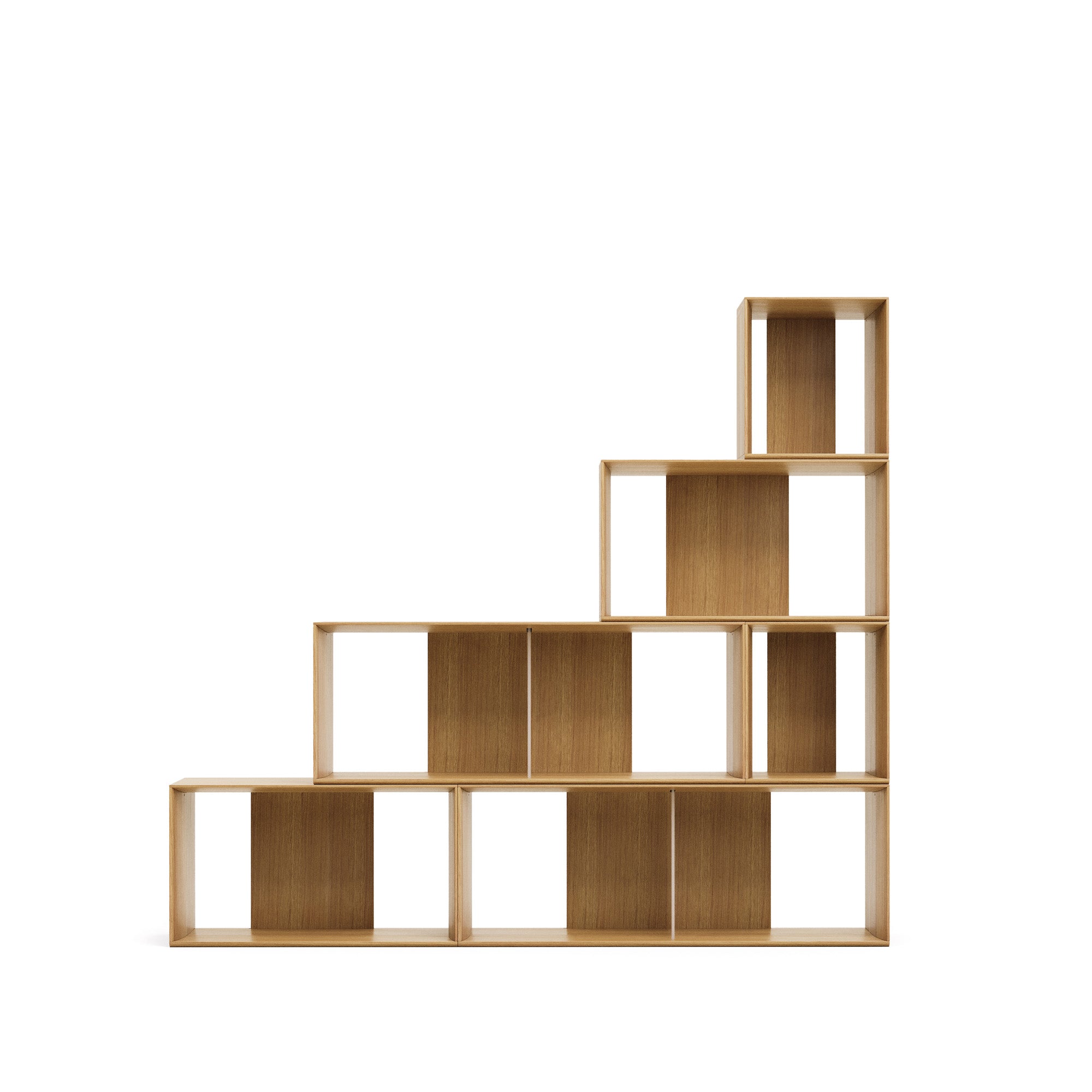 Litto set of 6 modular shelving units in oak wood veneer, 101 x 152 cm - Product Image