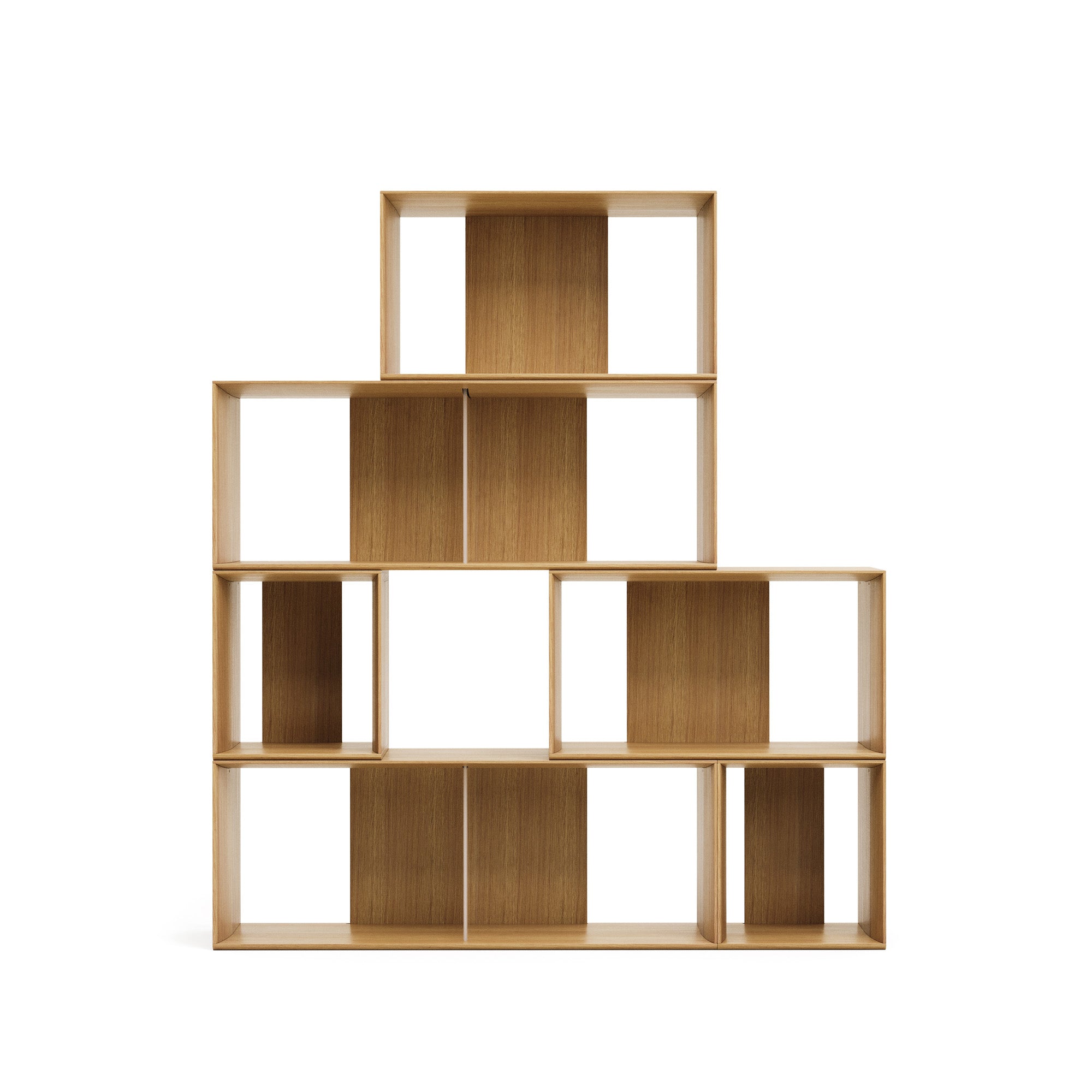 Litto set of 6 modular shelving units in oak wood veneer, 101 x 152 cm - Product Image