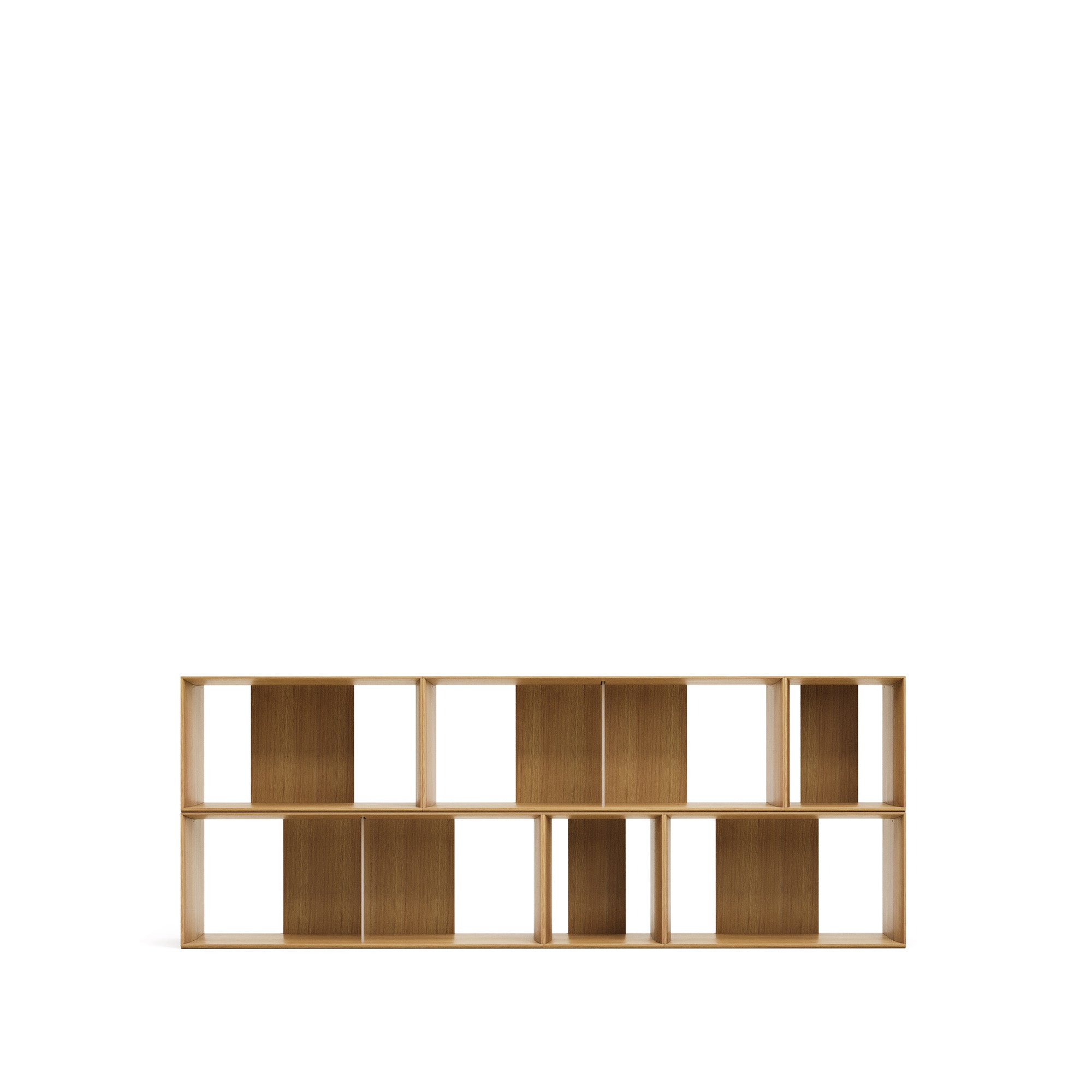Litto set of 6 modular shelving units in oak wood veneer, 101 x 152 cm - Product Image