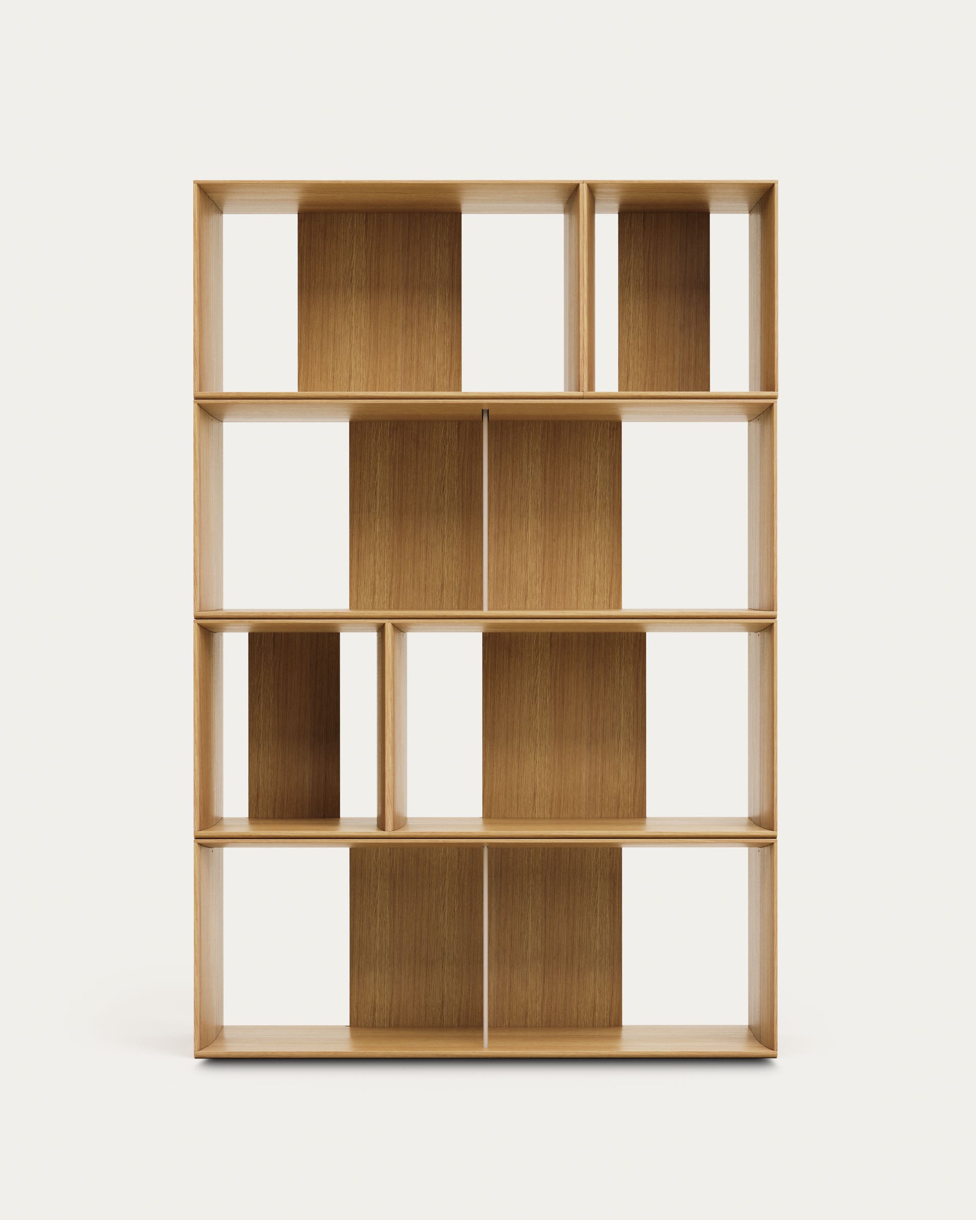 Litto set of 6 modular shelving units in oak wood veneer, 101 x 152 cm - Product View