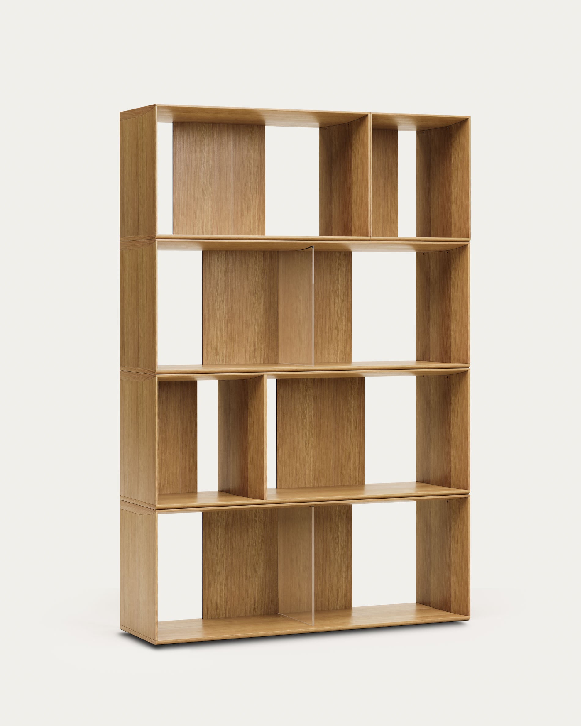 Litto set of 6 modular shelving units in oak wood veneer, 101 x 152 cm - Product View