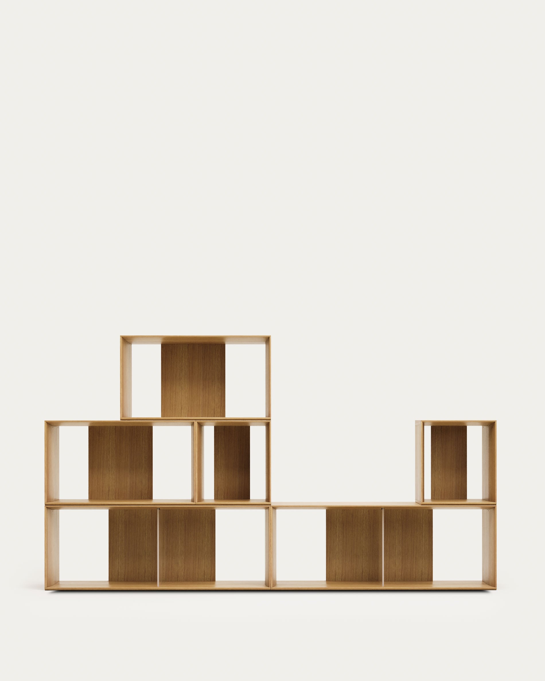 Litto set of 6 modular shelving units in oak wood veneer, 101 x 152 cm - Product View