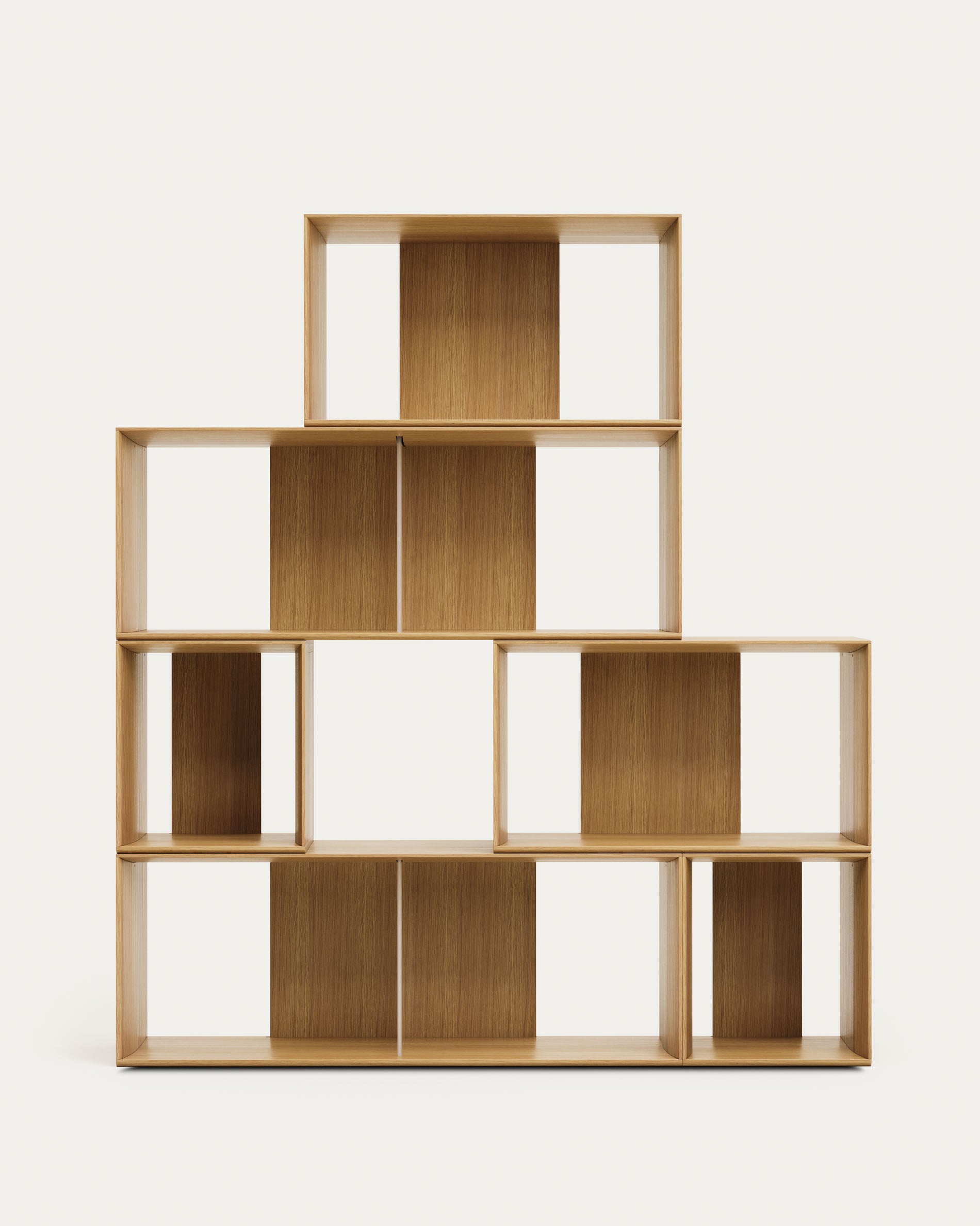 Litto set of 6 modular shelving units in oak wood veneer, 101 x 152 cm - Product View