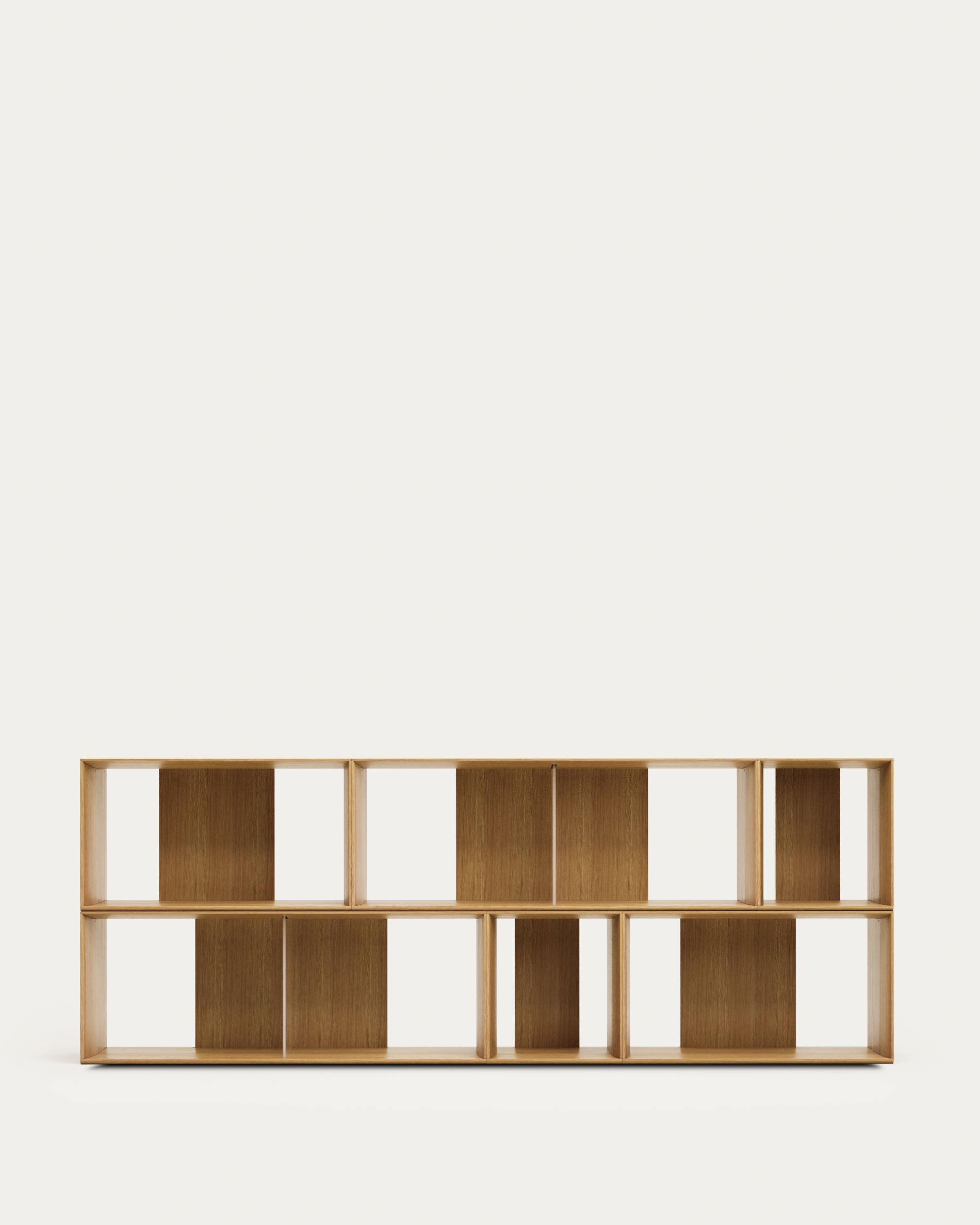 Litto set of 6 modular shelving units in oak wood veneer, 101 x 152 cm - Product View