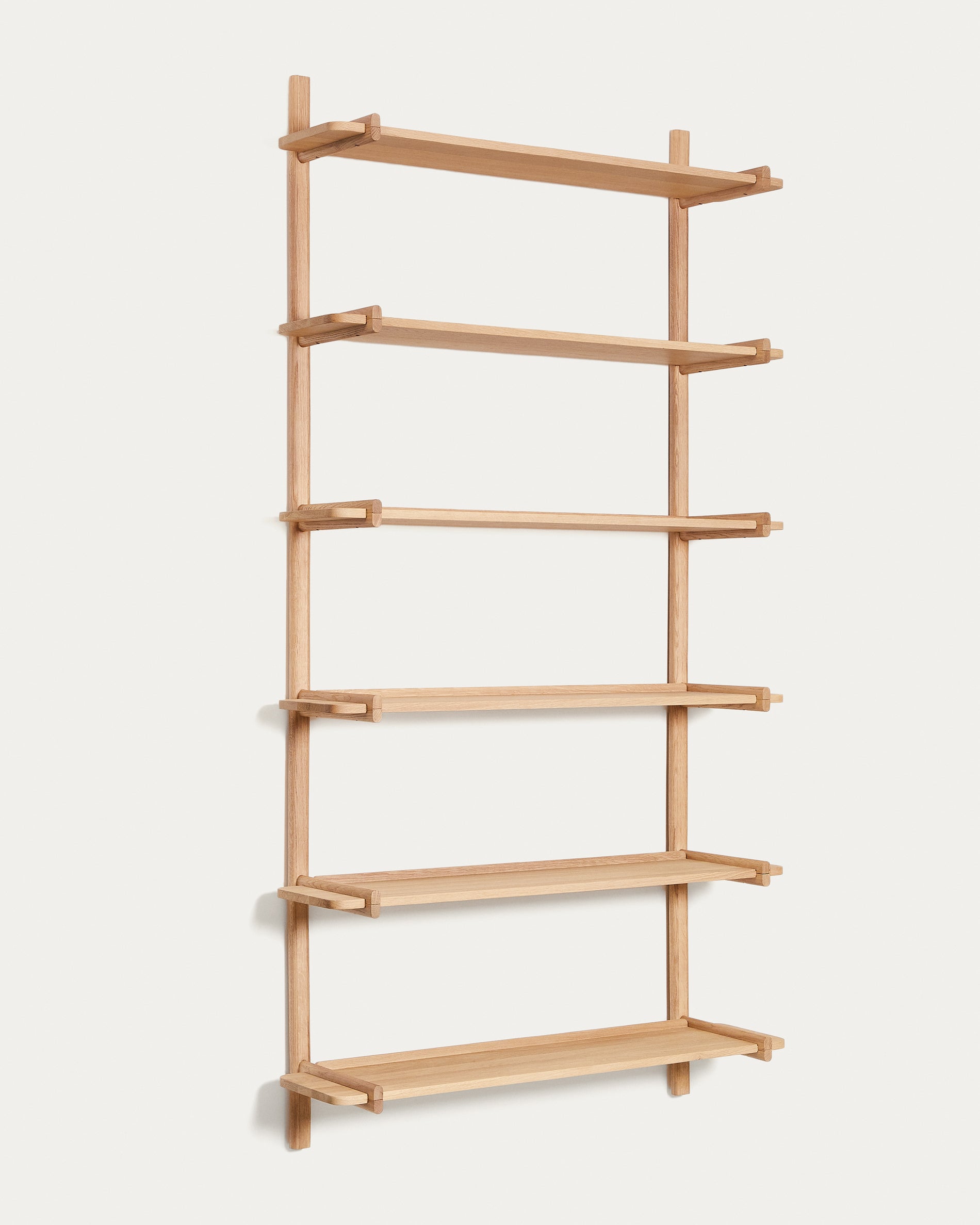 Sitra modular shelf, 6 solid oak wood shelves in a natural finish, 110 cm, FSC Mix Credit - Product View