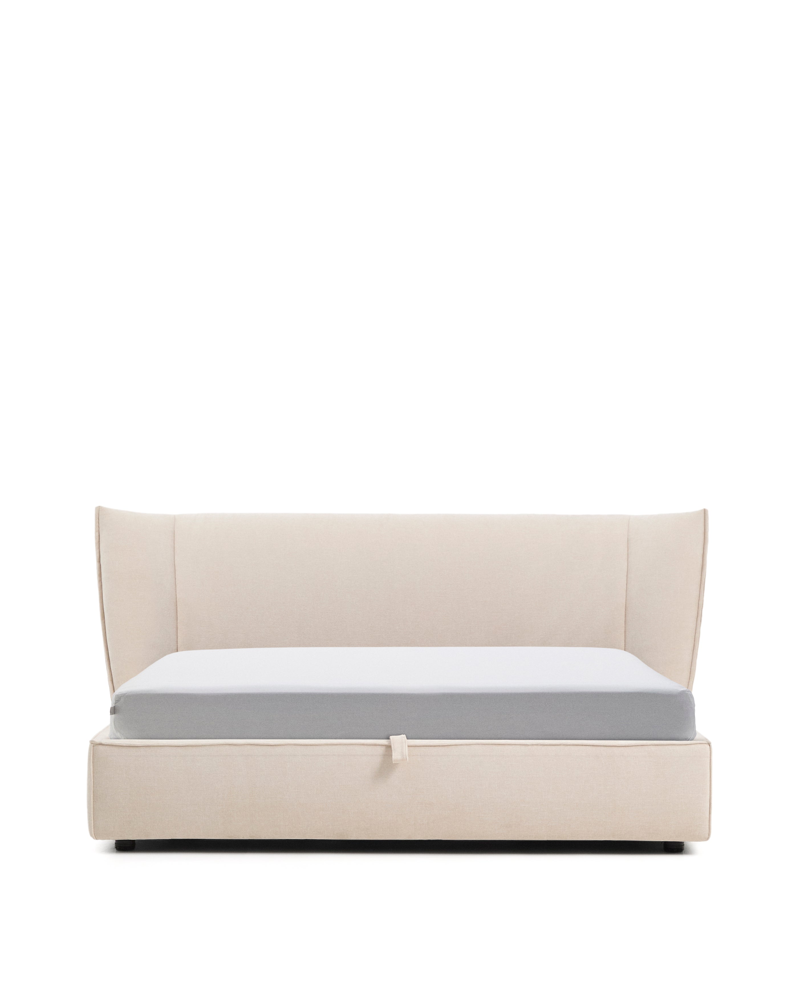 Arvian beige chenille bed with storage base and removable covers for mattress 180 x 200cm - Product Image