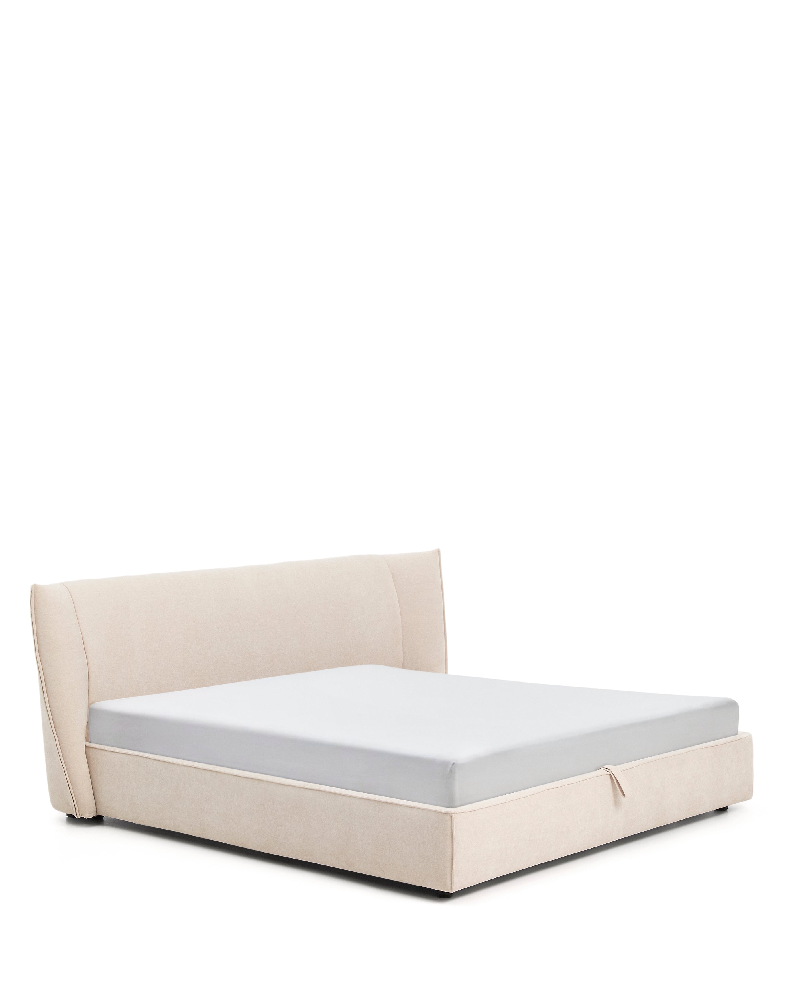 Arvian beige chenille bed with storage base and removable covers for mattress 180 x 200cm - Product Image